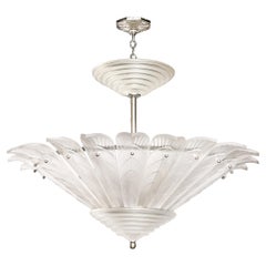 Raro candelabro de cristal esmerilado estilo Art Decó firmado Sabino