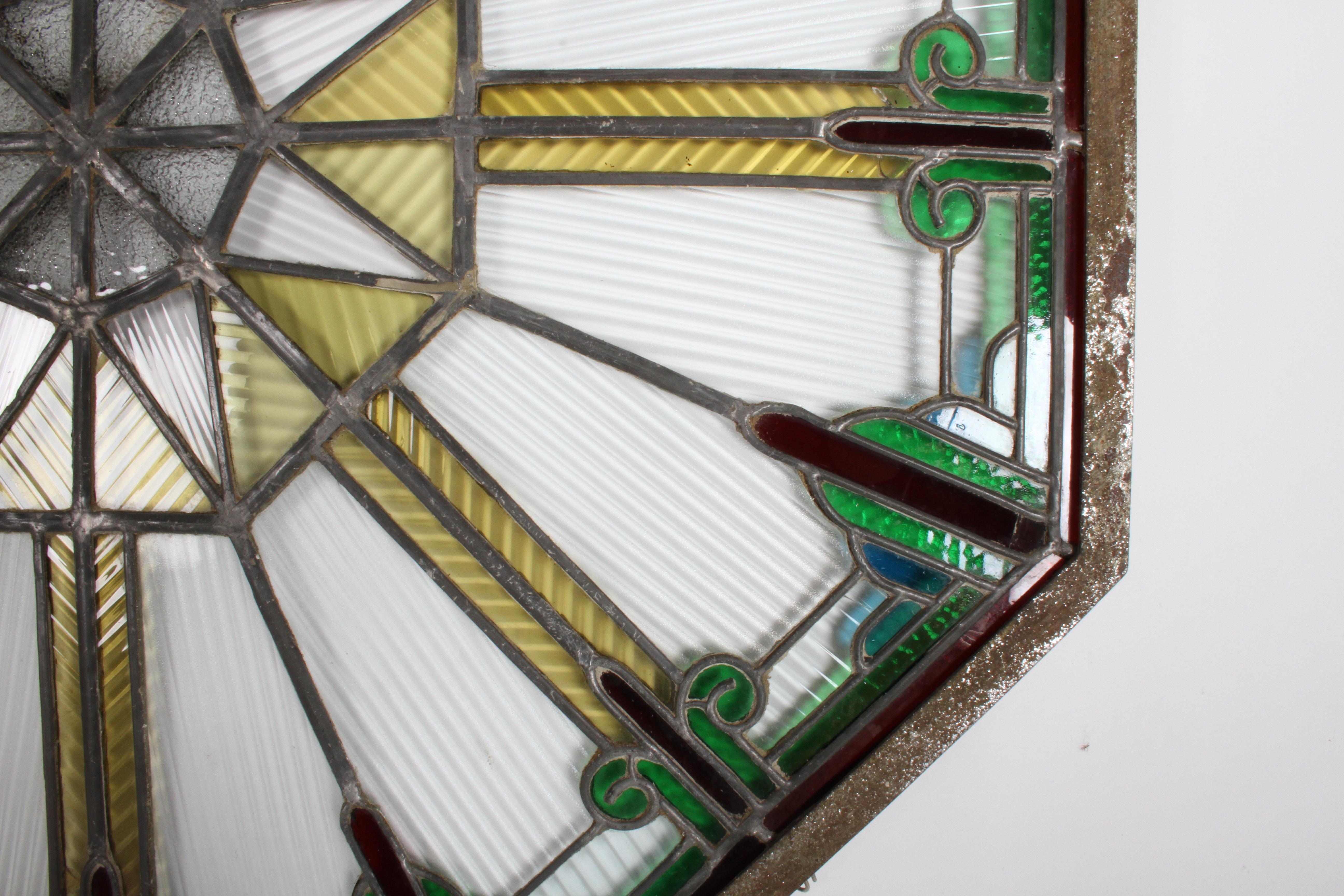 Rare Art Deco Stained Glass Octagonal Skylight 2