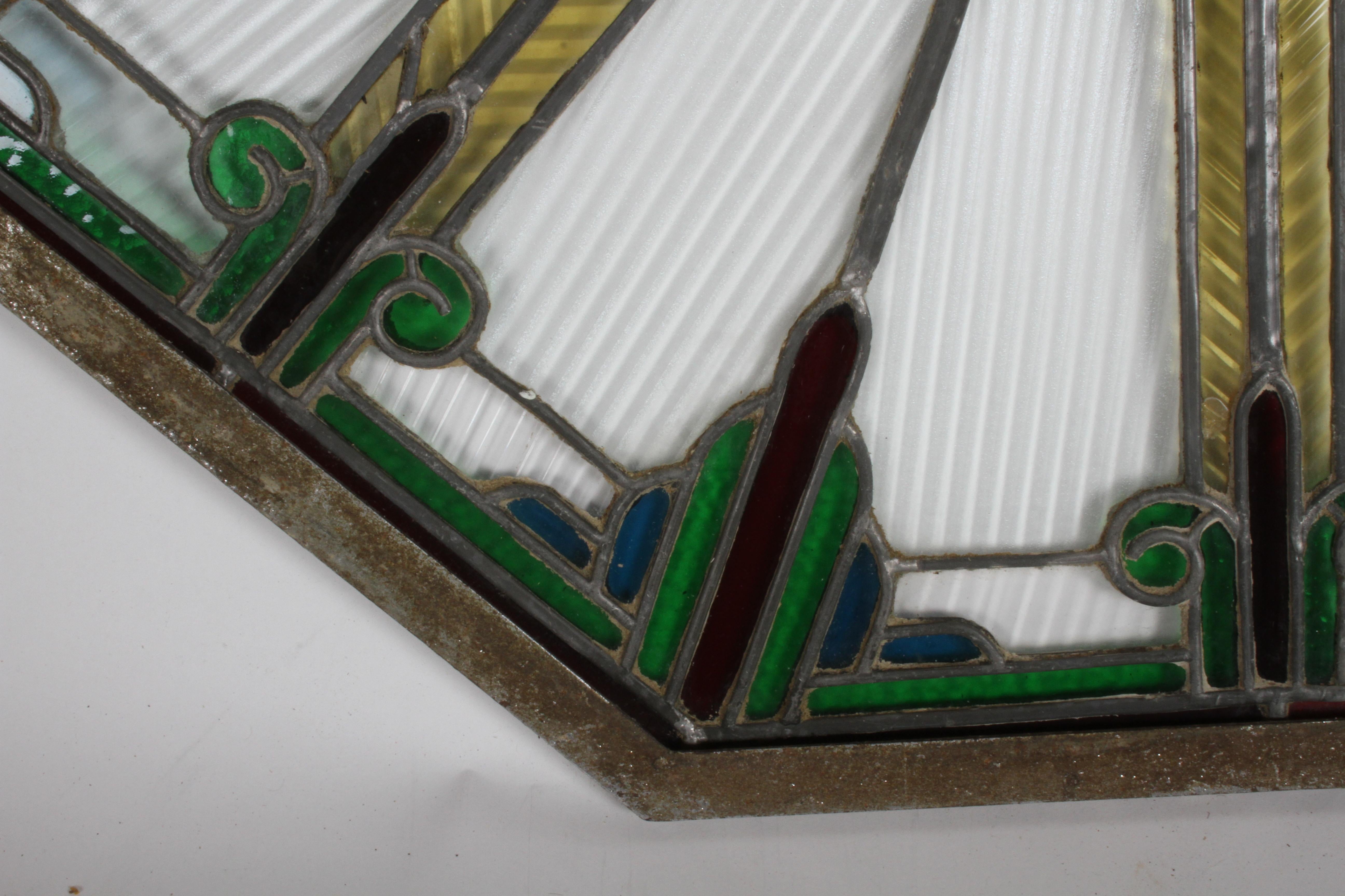 Rare Art Deco Stained Glass Octagonal Skylight 5