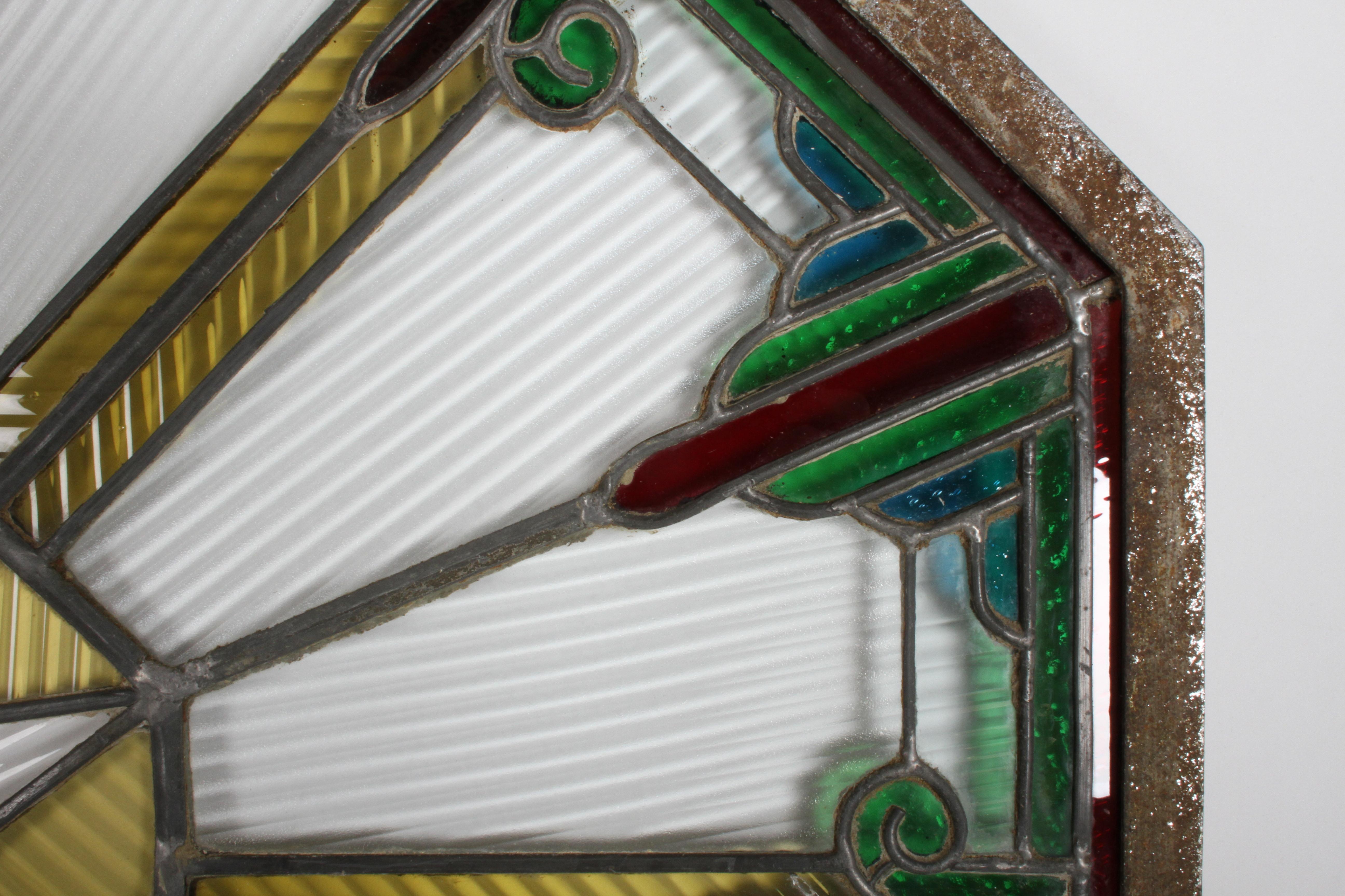 Rare Art Deco Stained Glass Octagonal Skylight 8