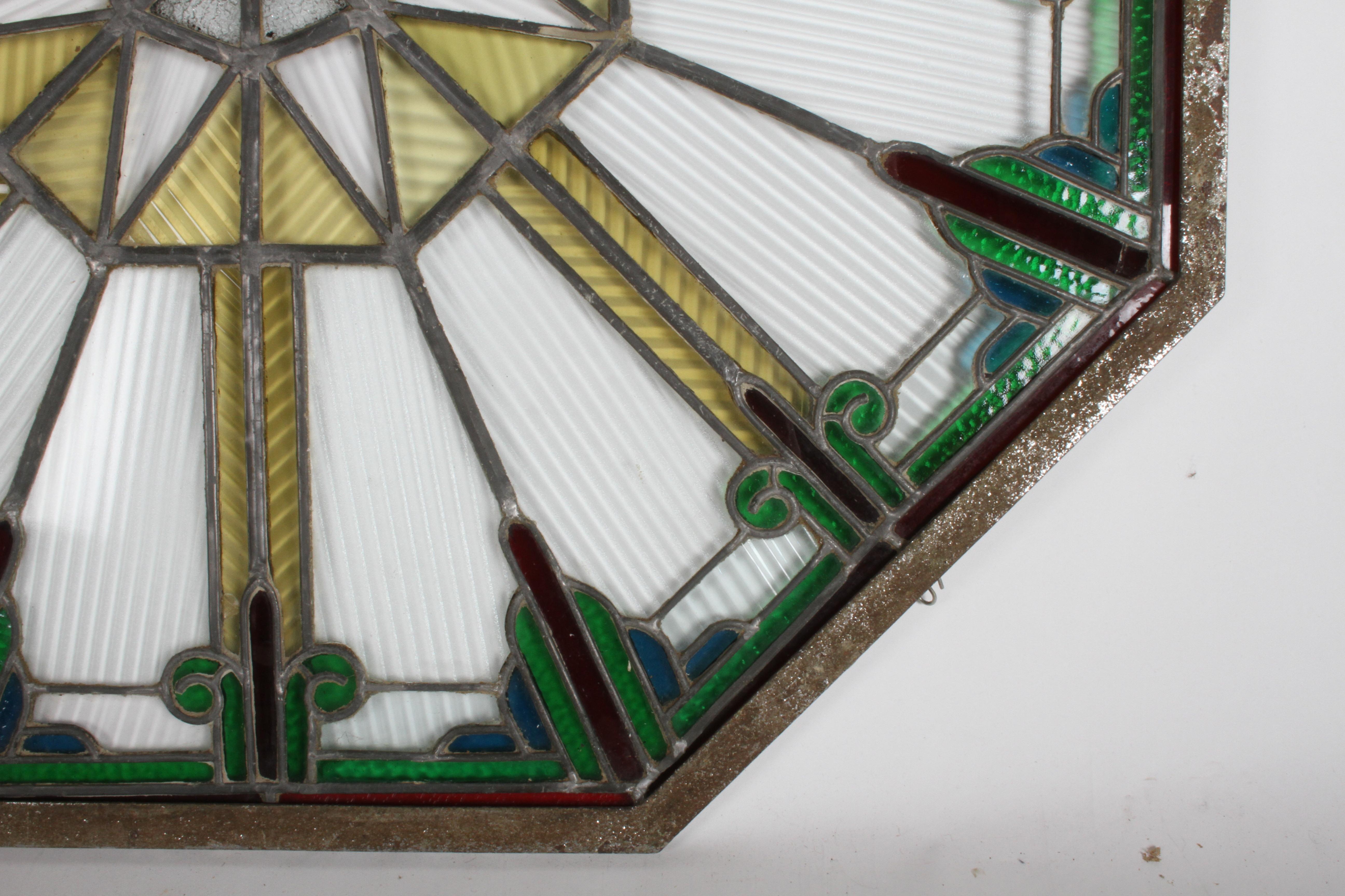 Rare Art Deco Stained Glass Octagonal Skylight 9