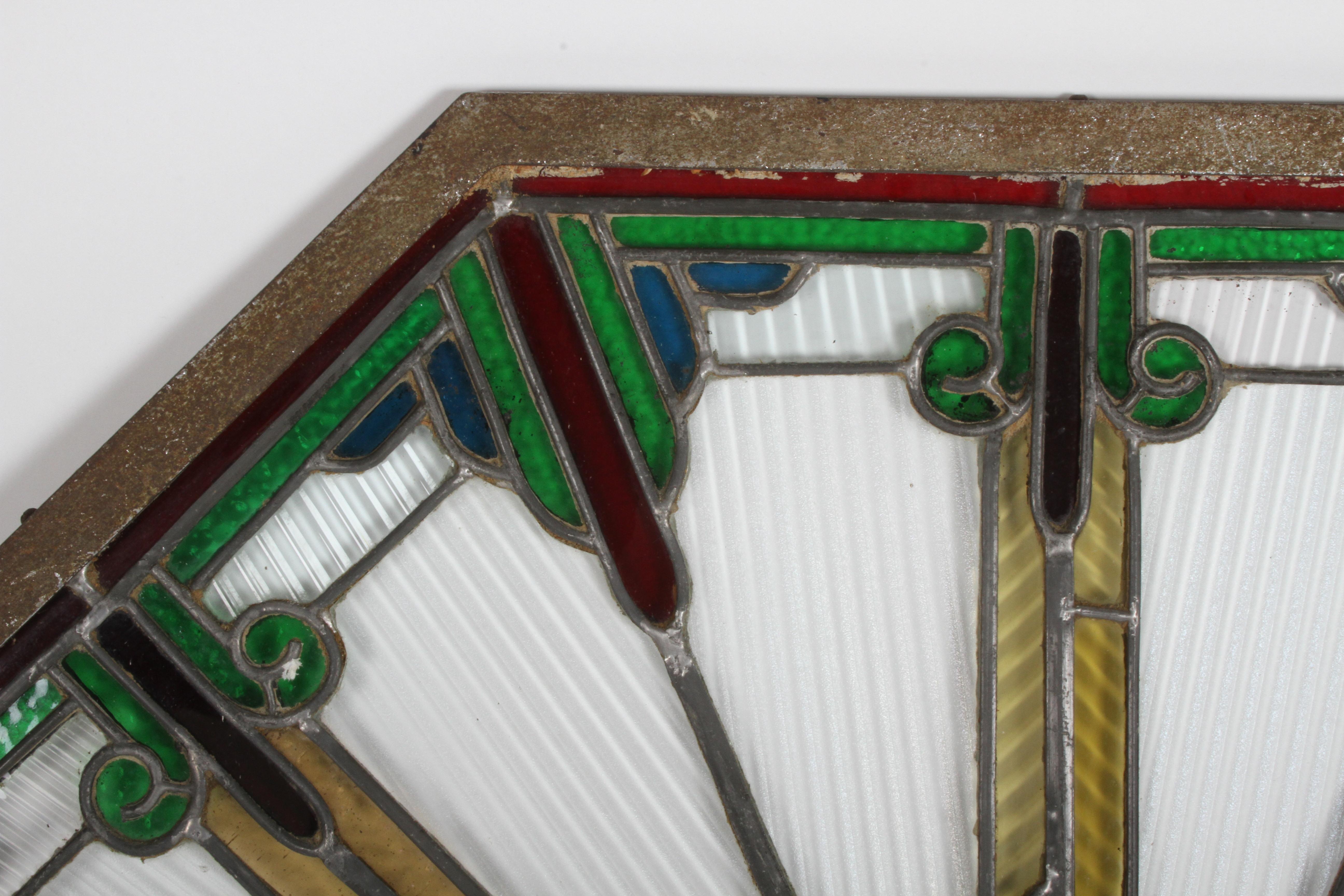 American Rare Art Deco Stained Glass Octagonal Skylight