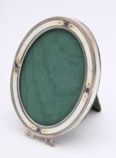 Seltener Art Deco Sterling Silber und Guilloche Emaille Bilderrahmen von Blackinton