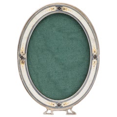 Rare Art Deco Sterling Silver and Guilloche Enamel Picture Frame by Blackinton
