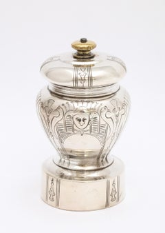 Rare Art Deco Sterling Silver Egyptian Revival Pepper Mill