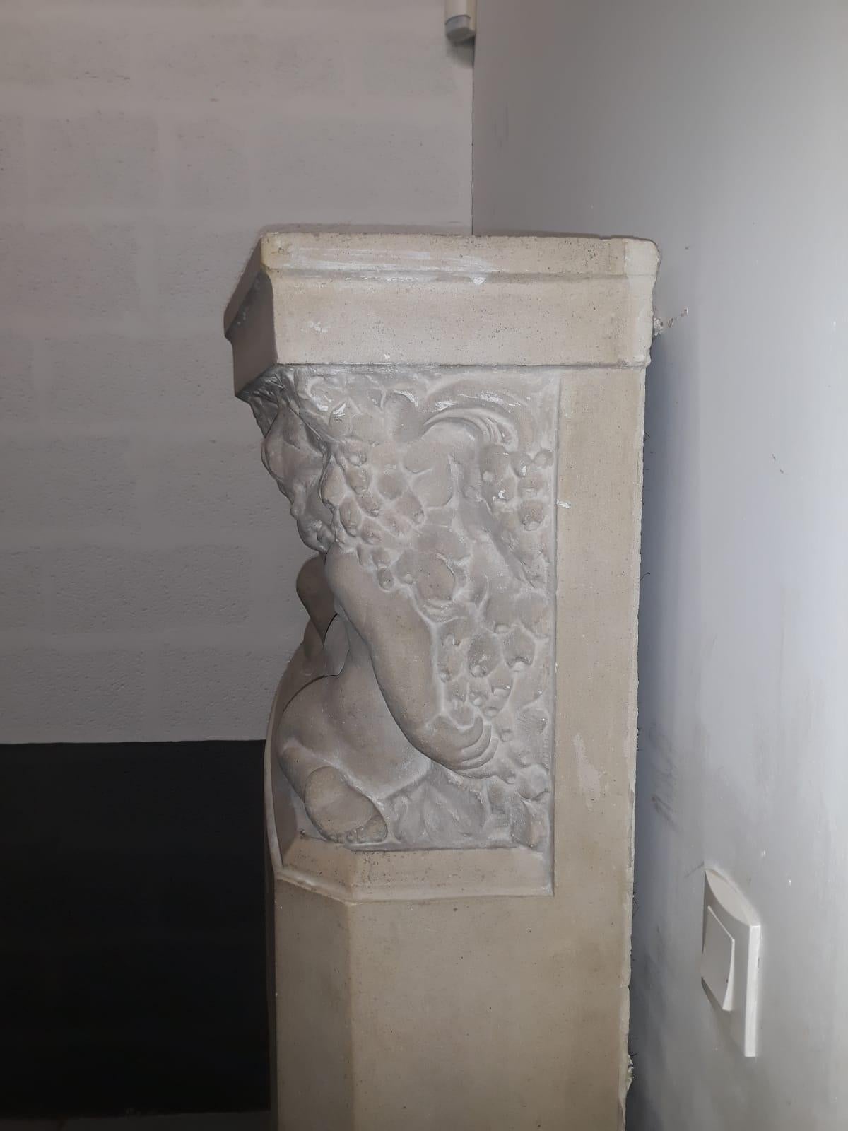 European (Attributed) Paul Hagemans Rare Art Deco Stone Fireplace, Neoclassic , circa 1940 For Sale