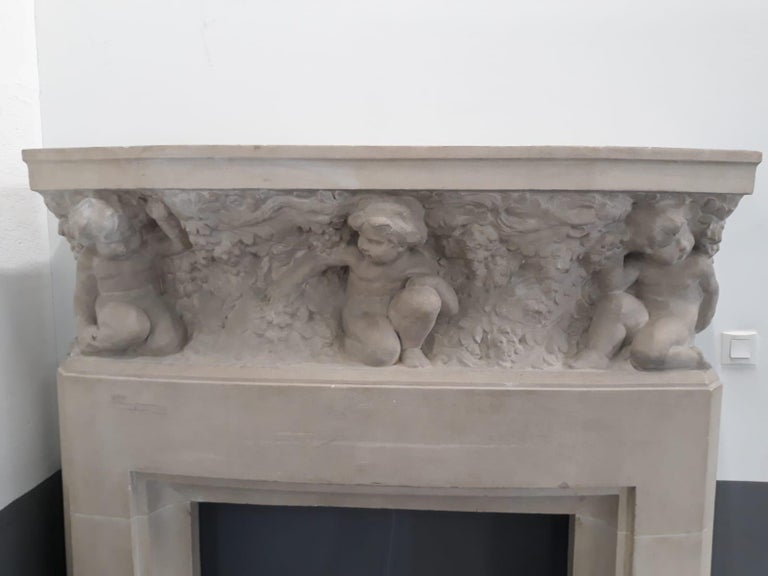 Attributed Paul Hagemans Rare Art Deco Stone Fireplace