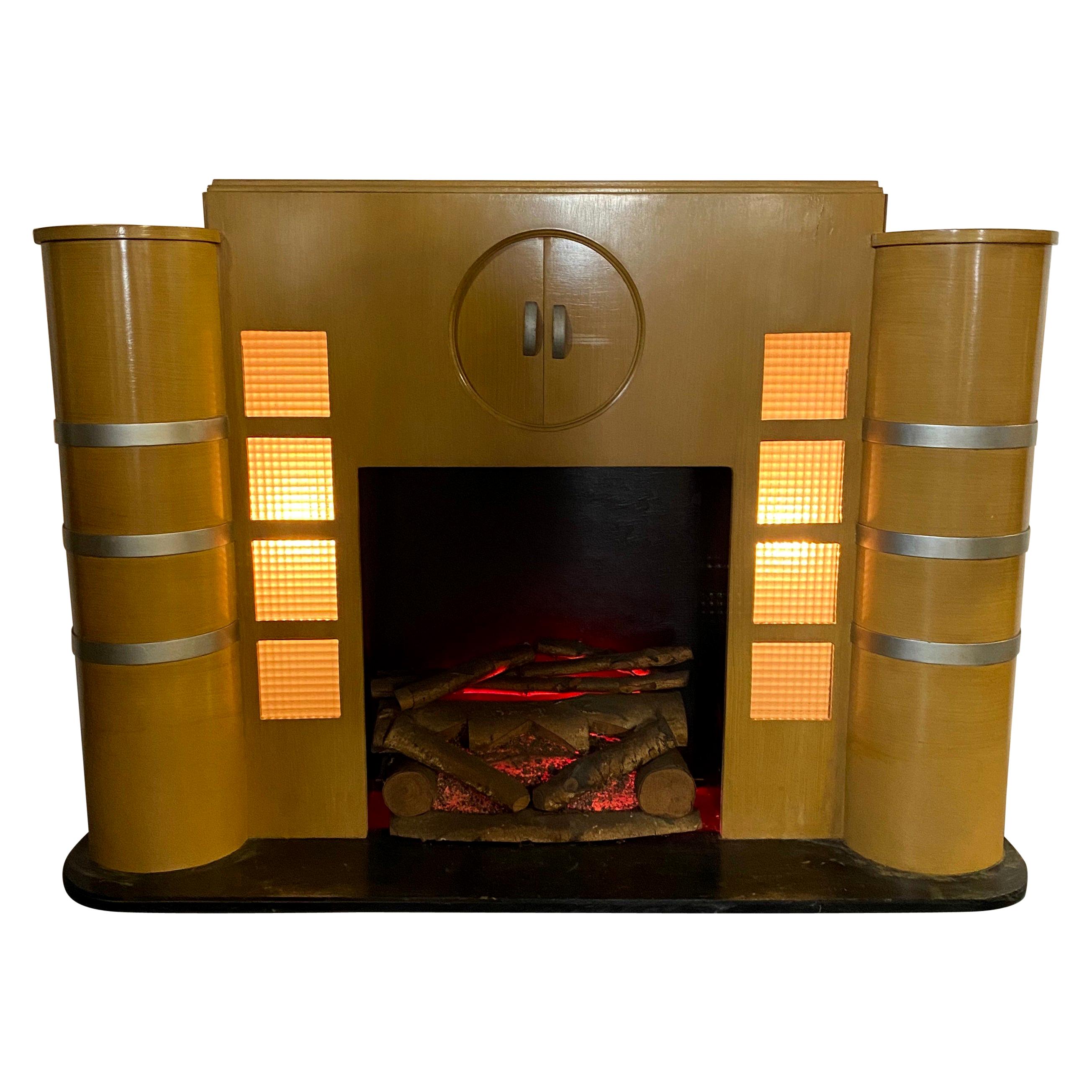 Rare Art Deco Streamline Fireplace, Majestic Electric Fireplace Vintage