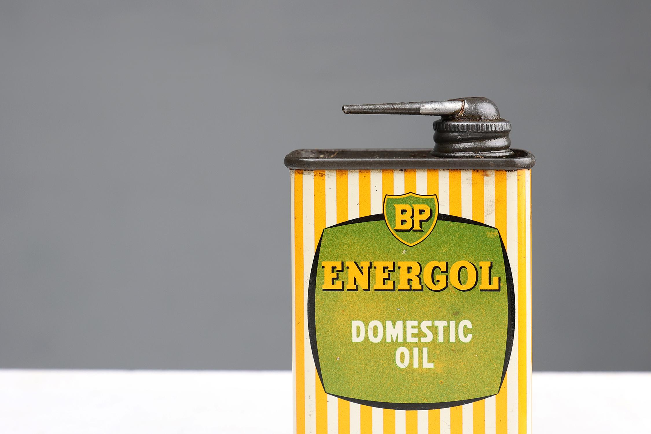 Britannico Rara lattina di olio domestico BP in stile Art Deco, Regno Unito, 1920 ca. in vendita