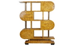 RARE ART DECO STYLE BURR WALNUT BOOKCASE DISPLAY CABINET LOTS STORAGE SPACE j1