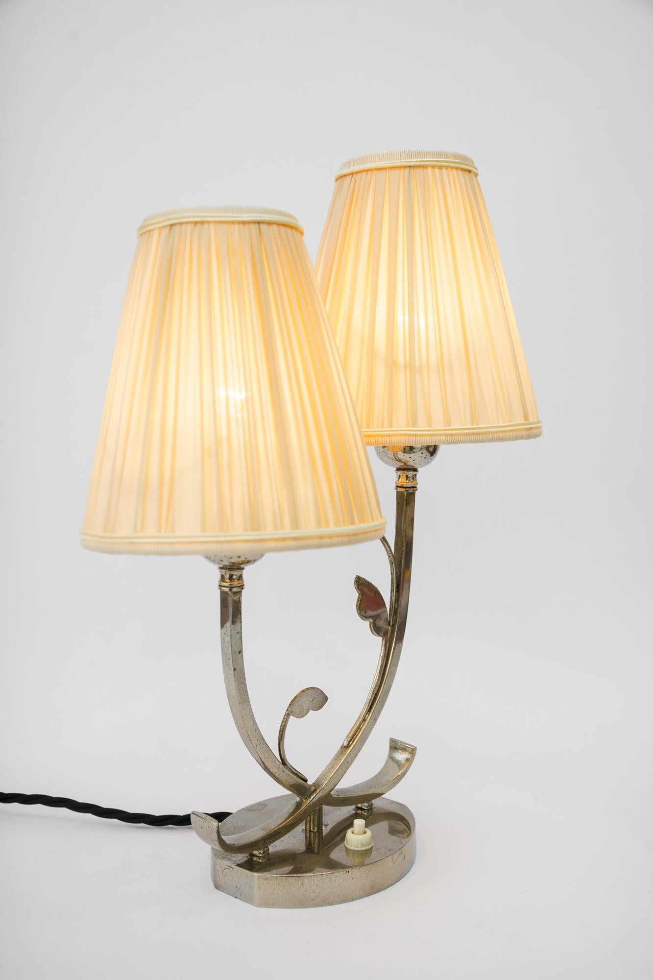Rare Art Deco Table Lamp with Fabric Shades Vienna Around 1920s For Sale 5