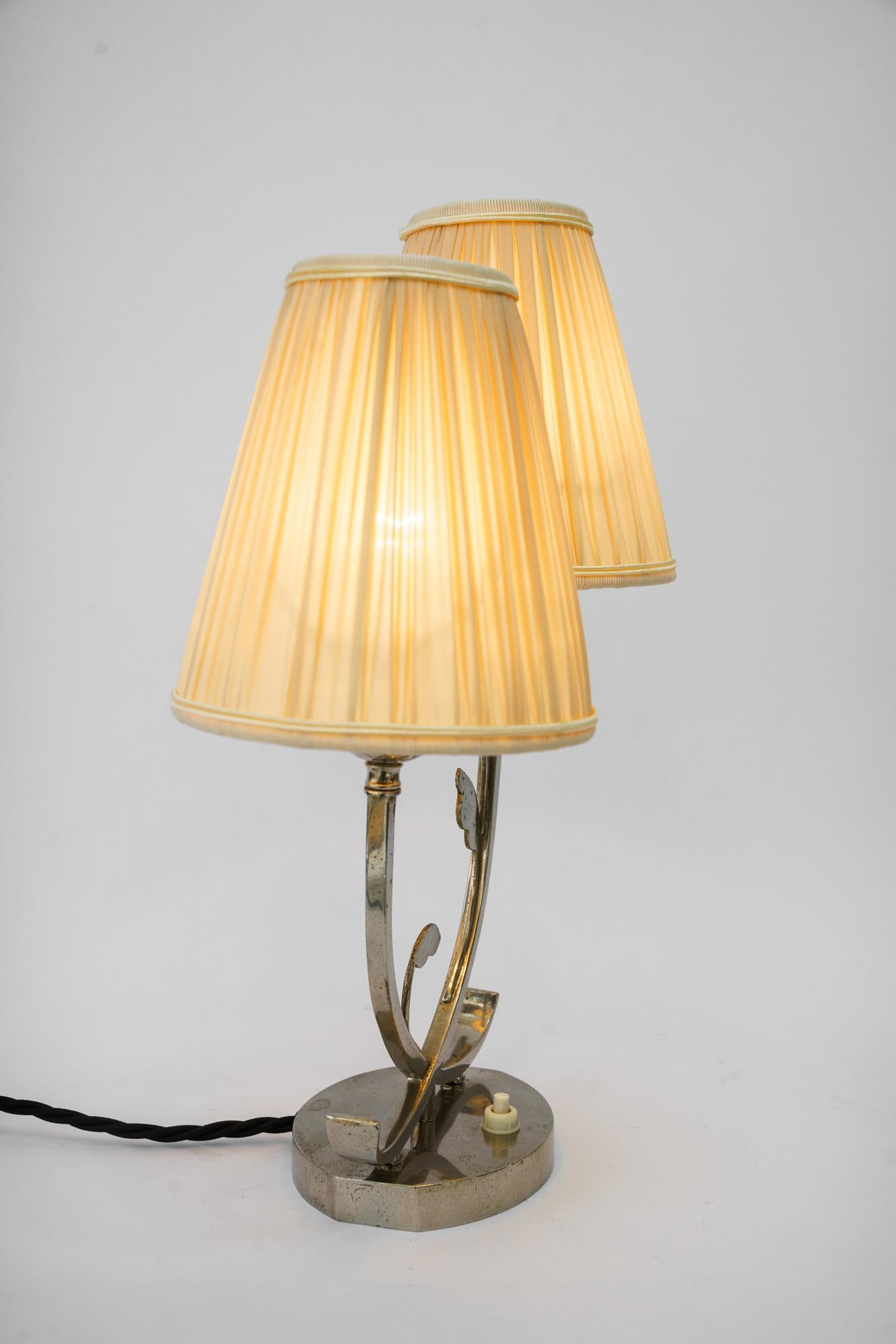 Rare Art Deco Table Lamp with Fabric Shades Vienna Around 1920s For Sale 6