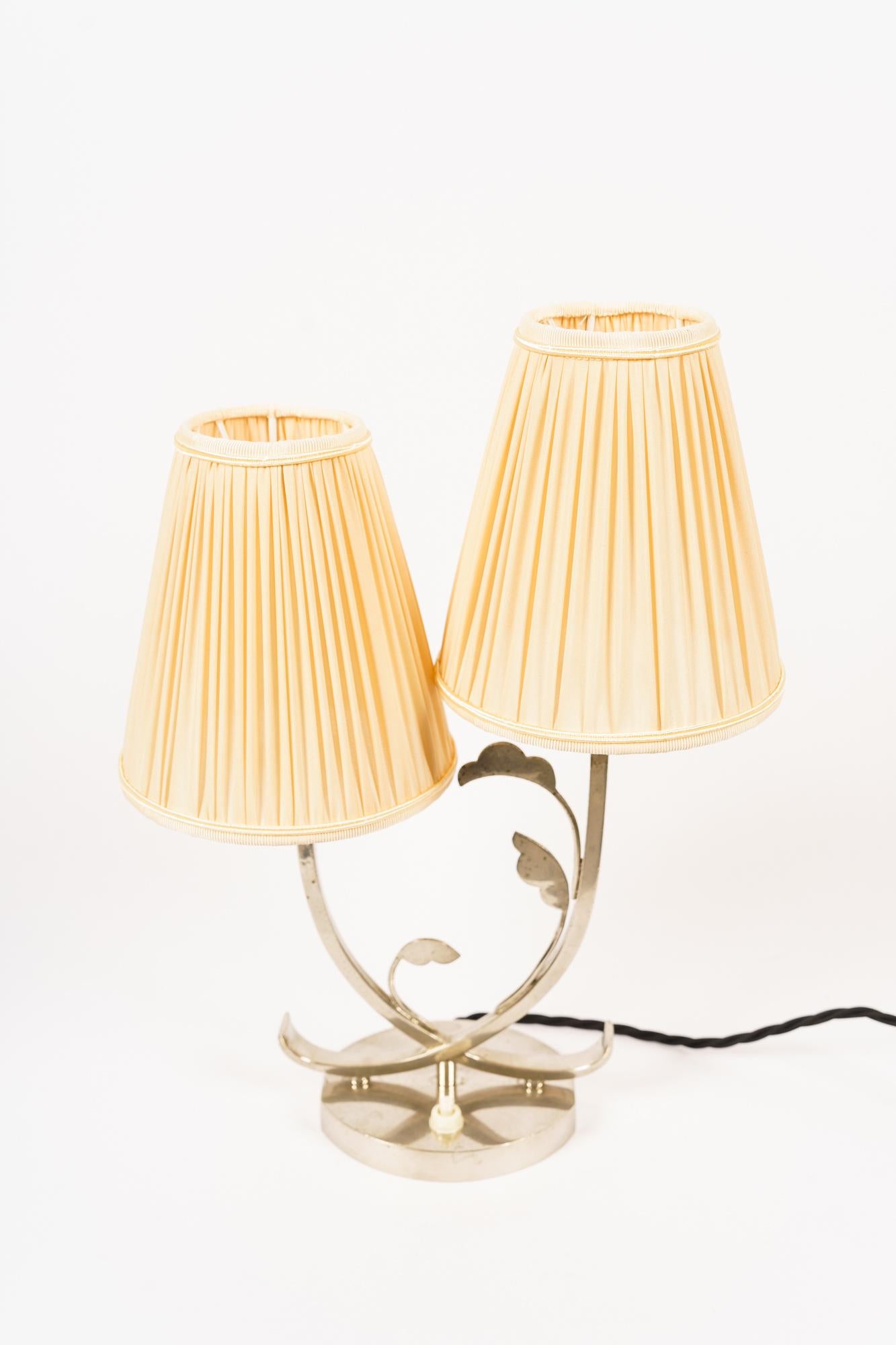 Rare Art Deco Table Lamp with Fabric Shades Vienna Around 1920s In Good Condition For Sale In Wien, AT