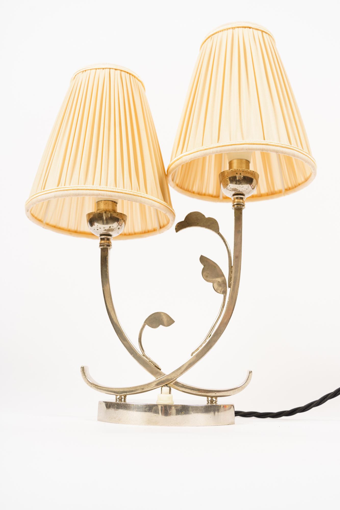 Early 20th Century Rare Art Deco Table Lamp with Fabric Shades Vienna Around 1920s For Sale