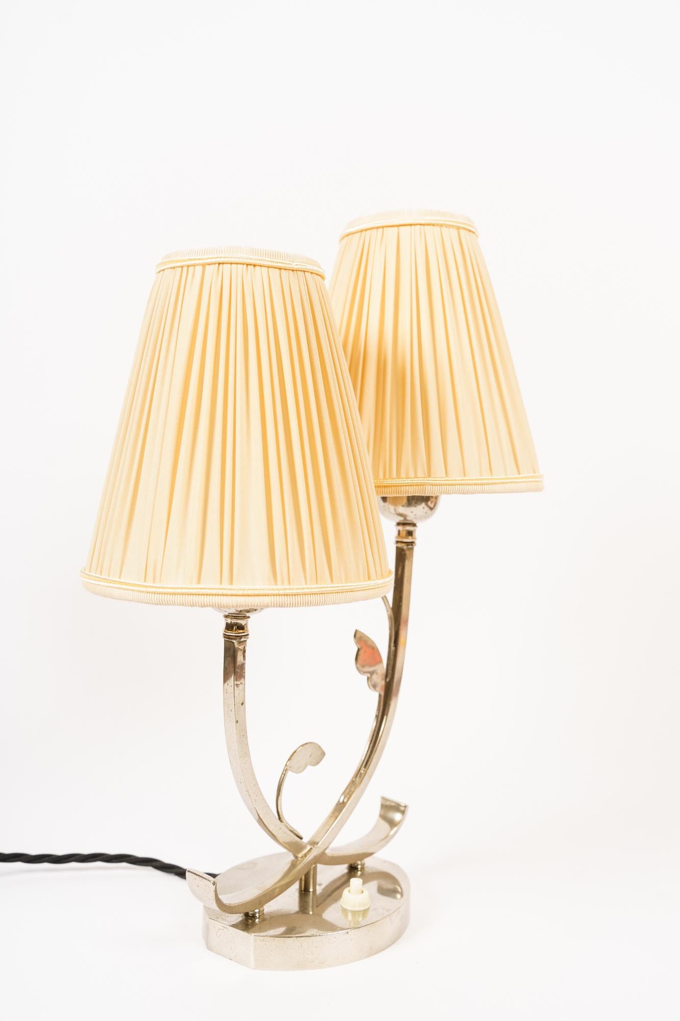 Rare Art Deco Table Lamp with Fabric Shades Vienna Around 1920s For Sale 1