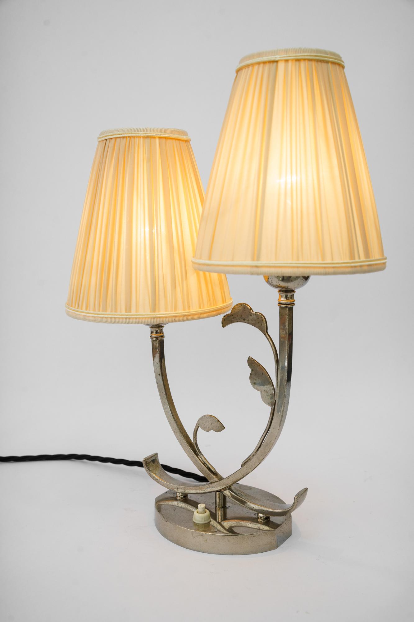 Rare Art Deco Table Lamp with Fabric Shades Vienna Around 1920s For Sale 2