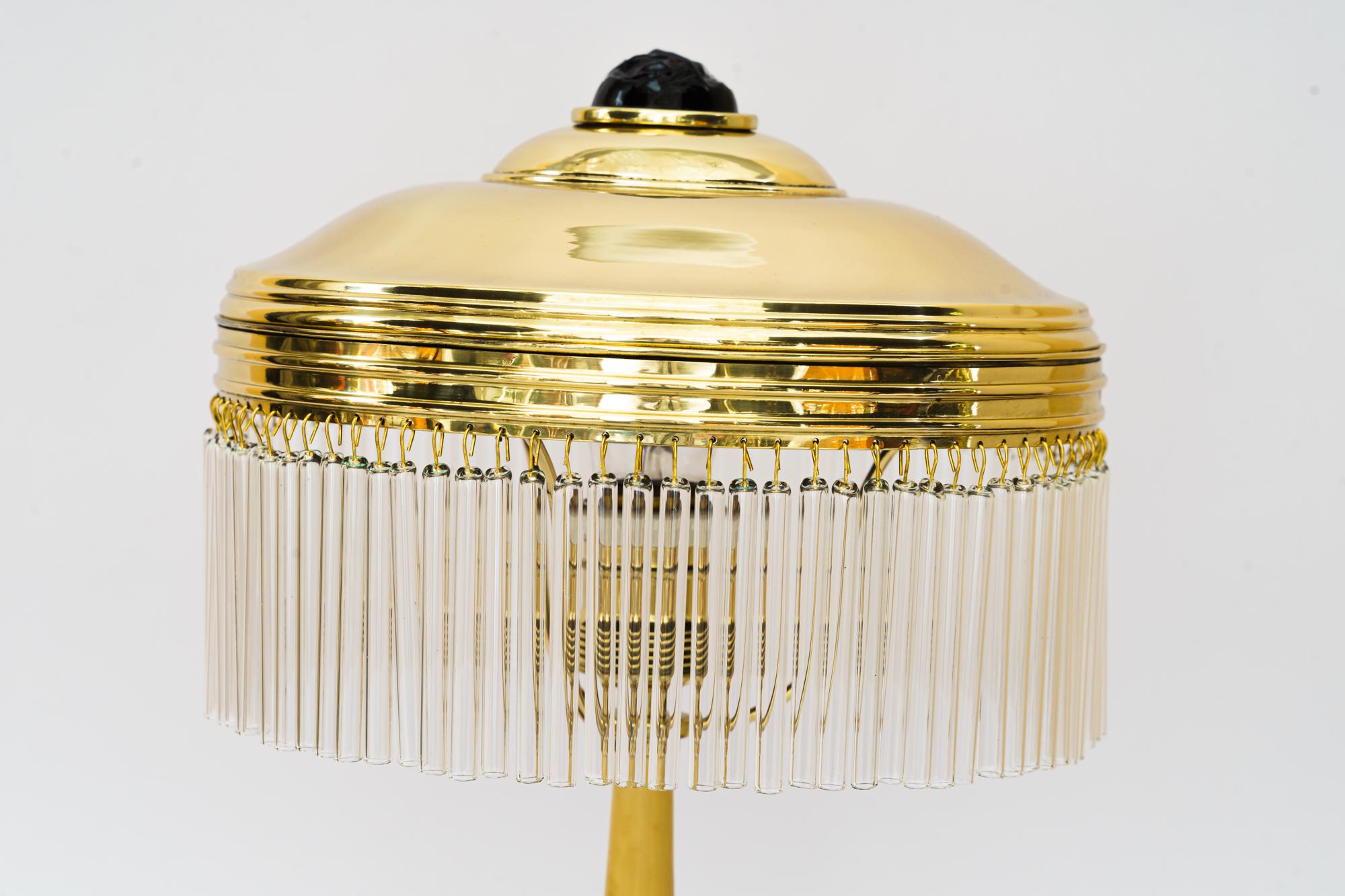 Austrian Rare Art Deco Table Lamp with Glass Sticks, Vienna, Around 1920s For Sale