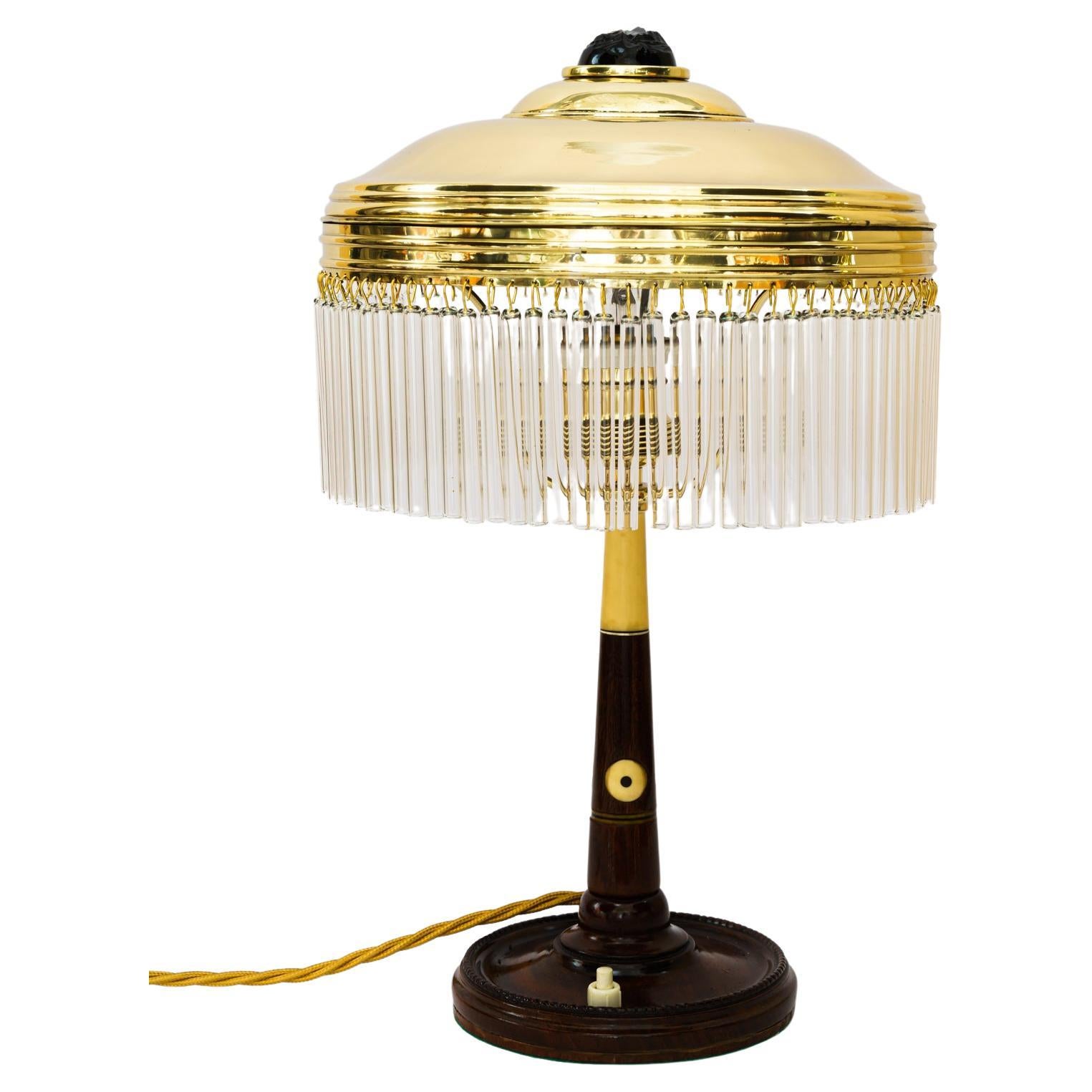 Rare Art Deco Table Lamp with Glass Sticks, Vienna, Around 1920s For Sale