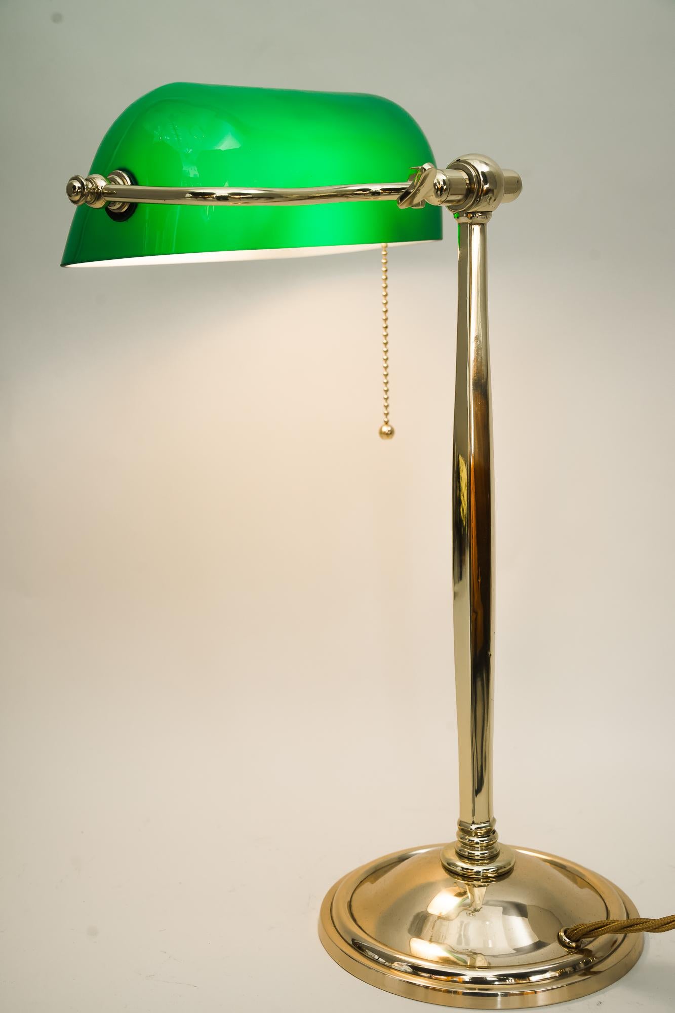 Austrian Rare Art Deco Table Lamp with Original Glass Shade Vienna Around 1920s