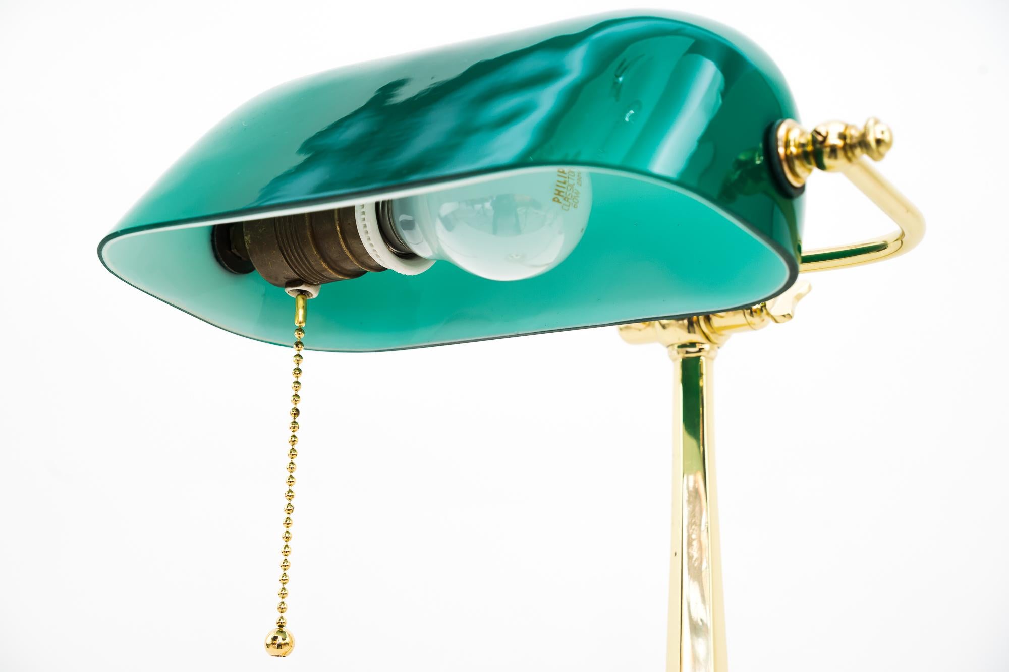 Rare Art Deco Table Lamp with Original Glass Shade Vienna Around 1920s 1