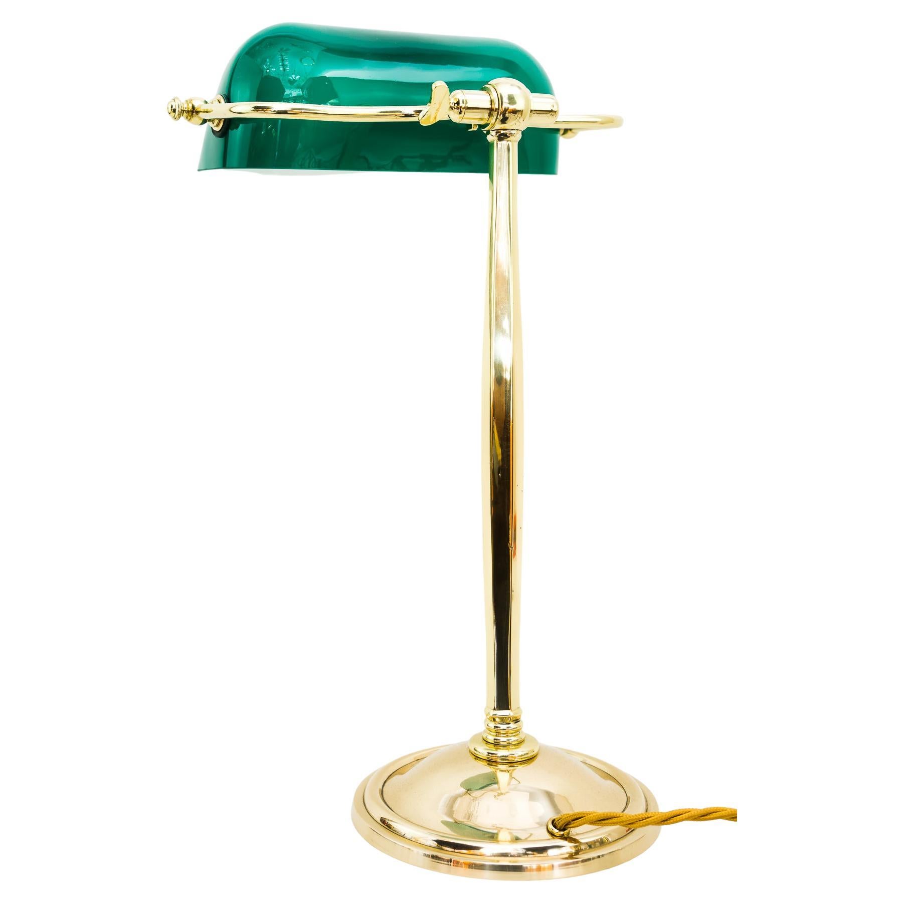 Rare Art Deco Table Lamp with Original Glass Shade Vienna Around 1920s