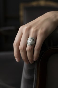 Rare Art Deco Tank Ring - Platinum and Diamonds