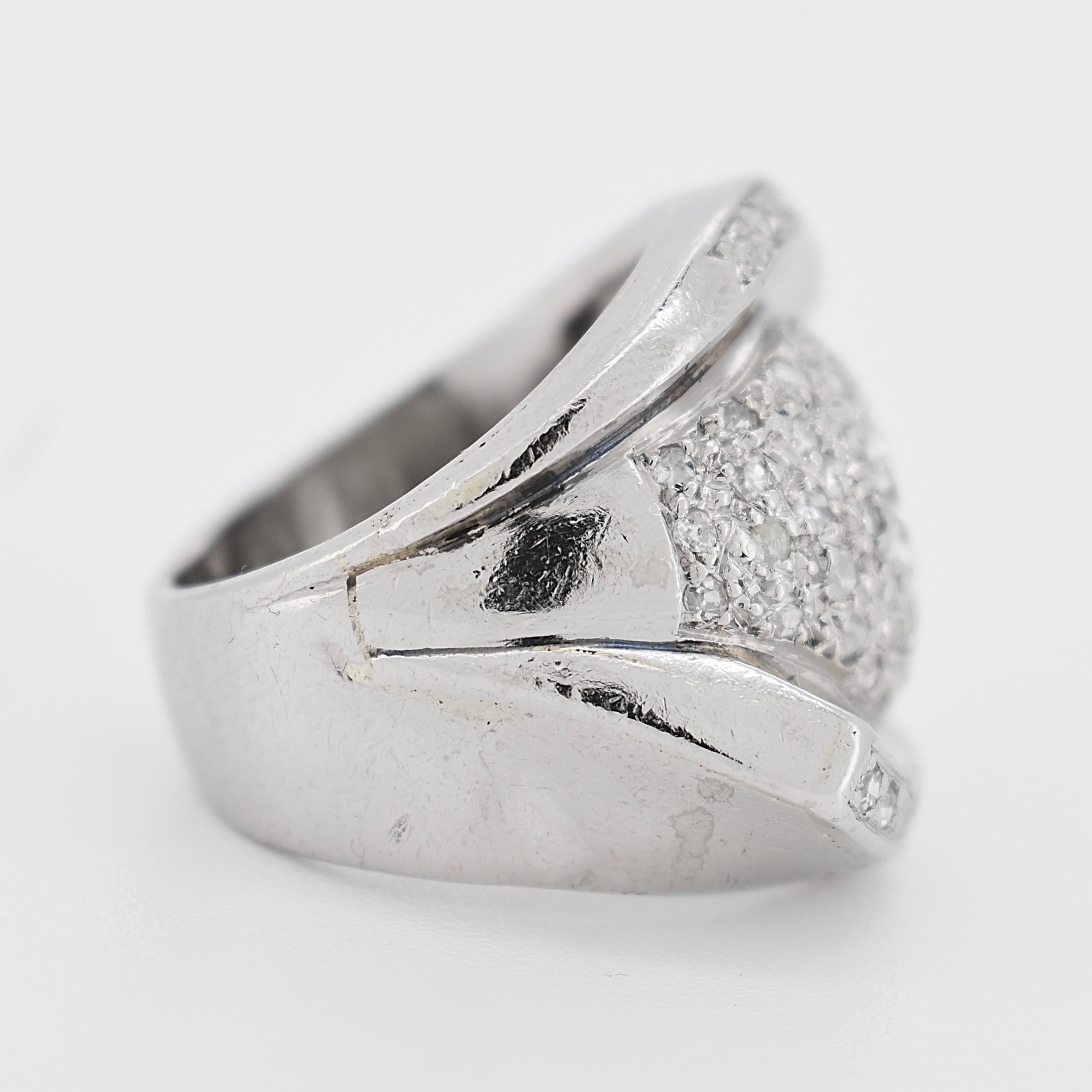 Rare Art Deco Tank Ring - Platinum and Diamonds Corte redondo en venta