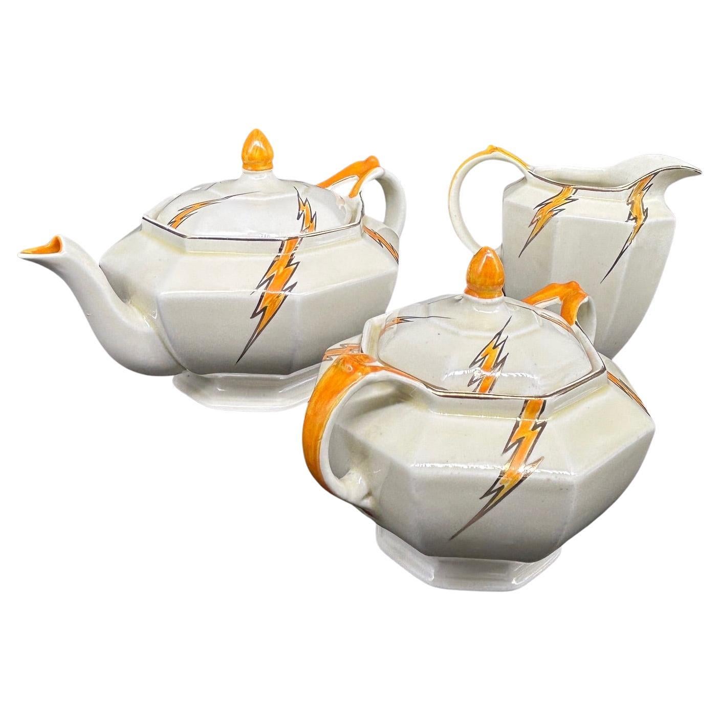 Art Deco Porcelain Tea Set by Hugh Longport for Konny Kraft, 1920s For Sale
