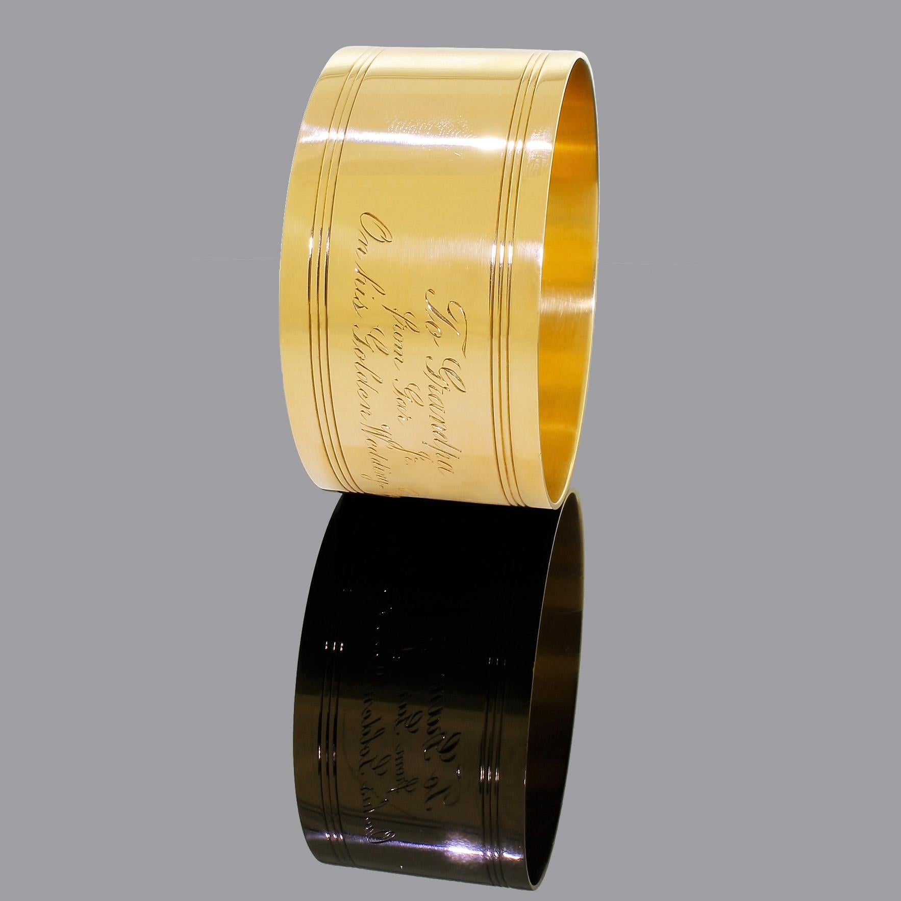 Art Deco Tiffany & Co. 18 Karat Solid Gold Engraved Napkin Ring 47.60 Grams 1920 In Good Condition In Lauderdale by the Sea, FL