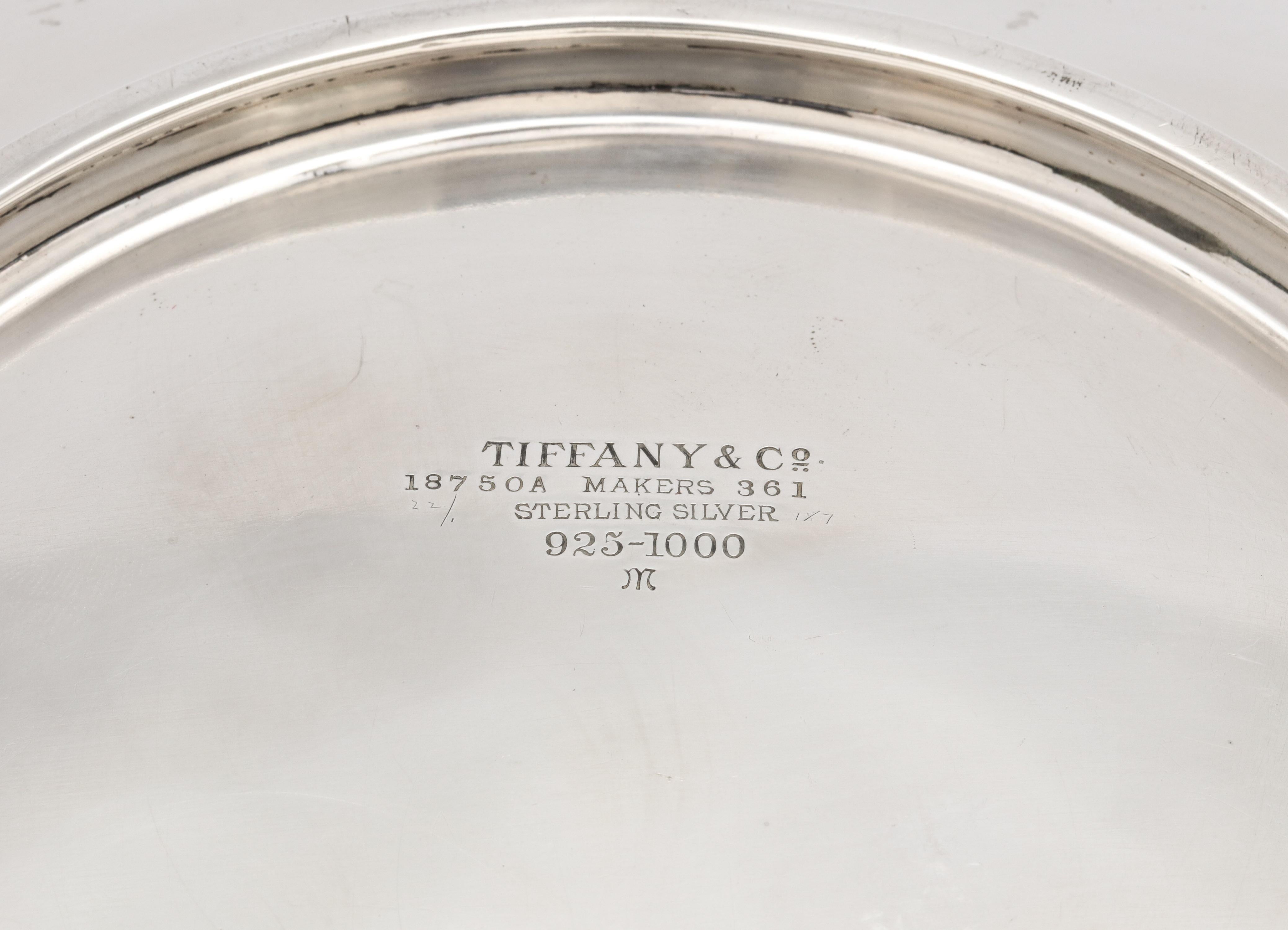 Rare Art Deco Tiffany Sterling Silver Tray on Low Pedestal Base  For Sale 5