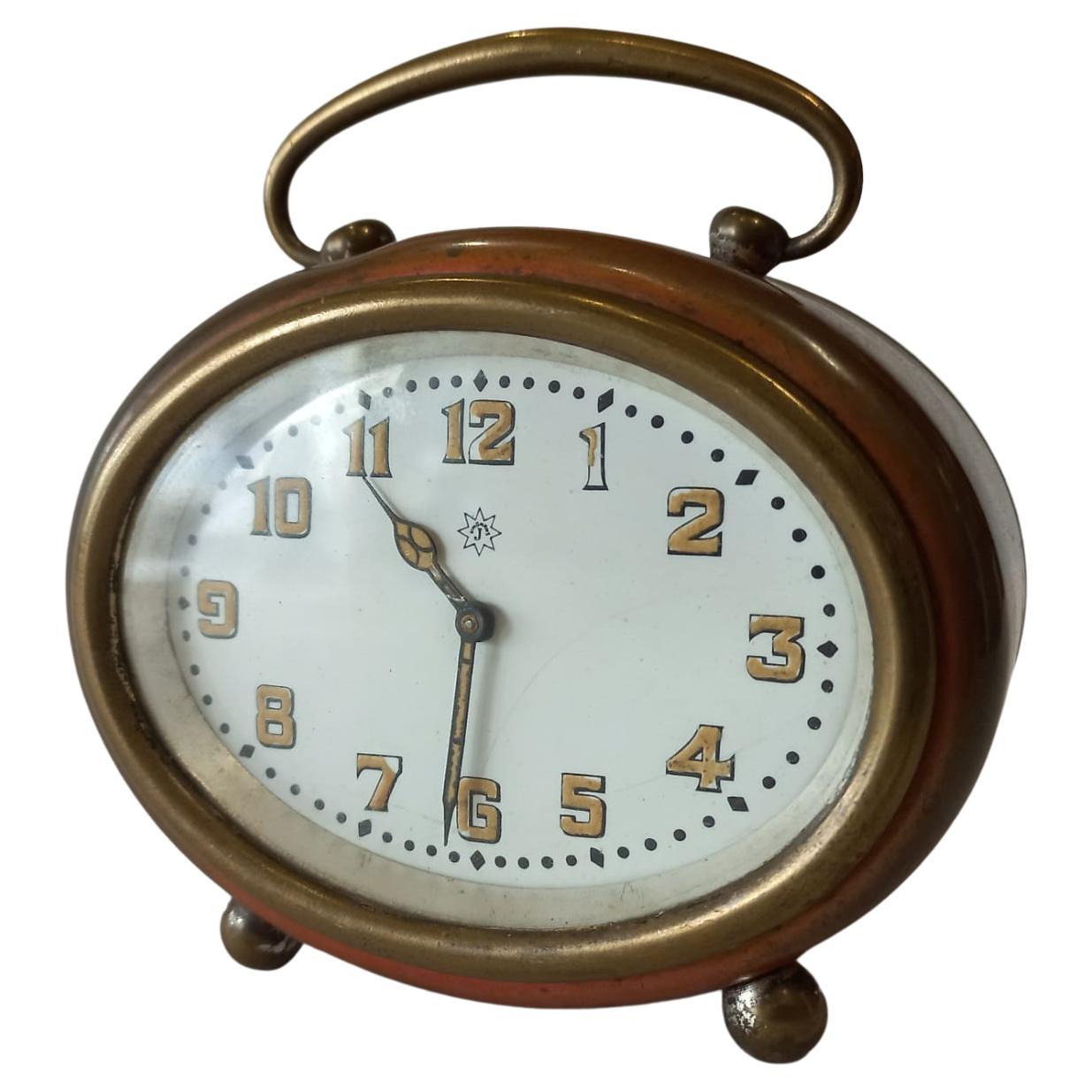 Early 20th Century Rare Art Deco Travel Alarm Clock Junghans Germany