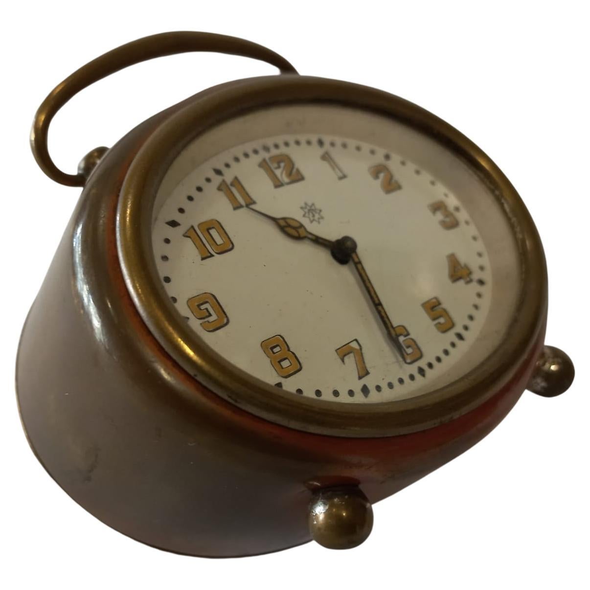Cuivre Rare horloge de voyage Art Déco Junghans Allemagne en vente