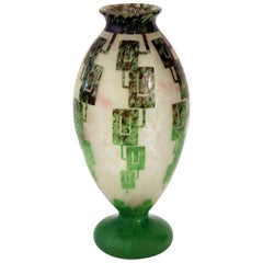 Seltene Art-Déco-Vase von Le Verre Francais