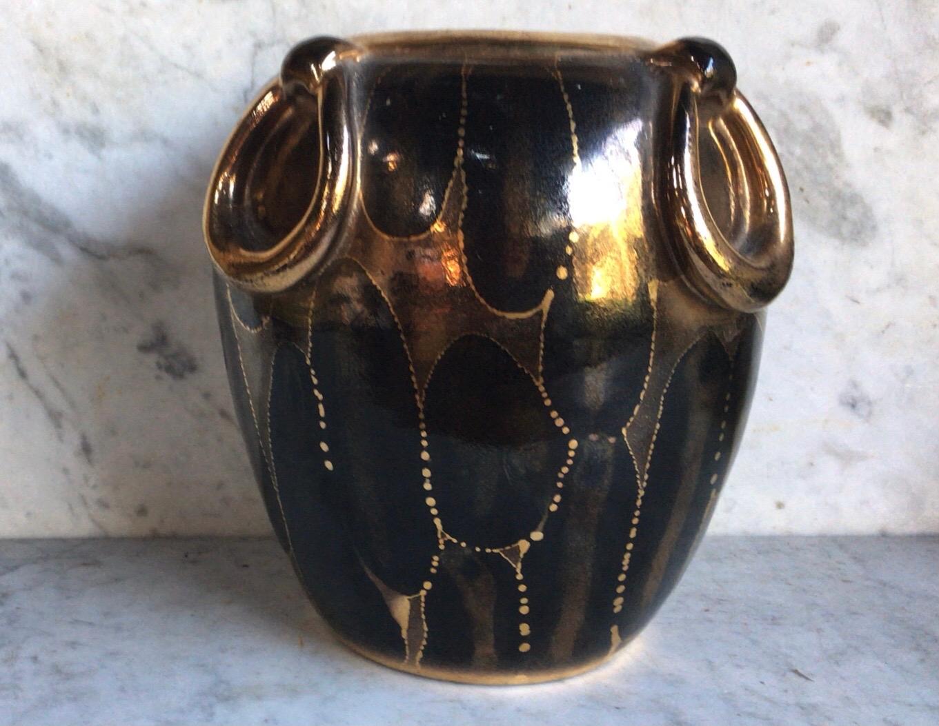 Ceramic Rare Art Deco Vase Louis Dage, Circa 1930 For Sale