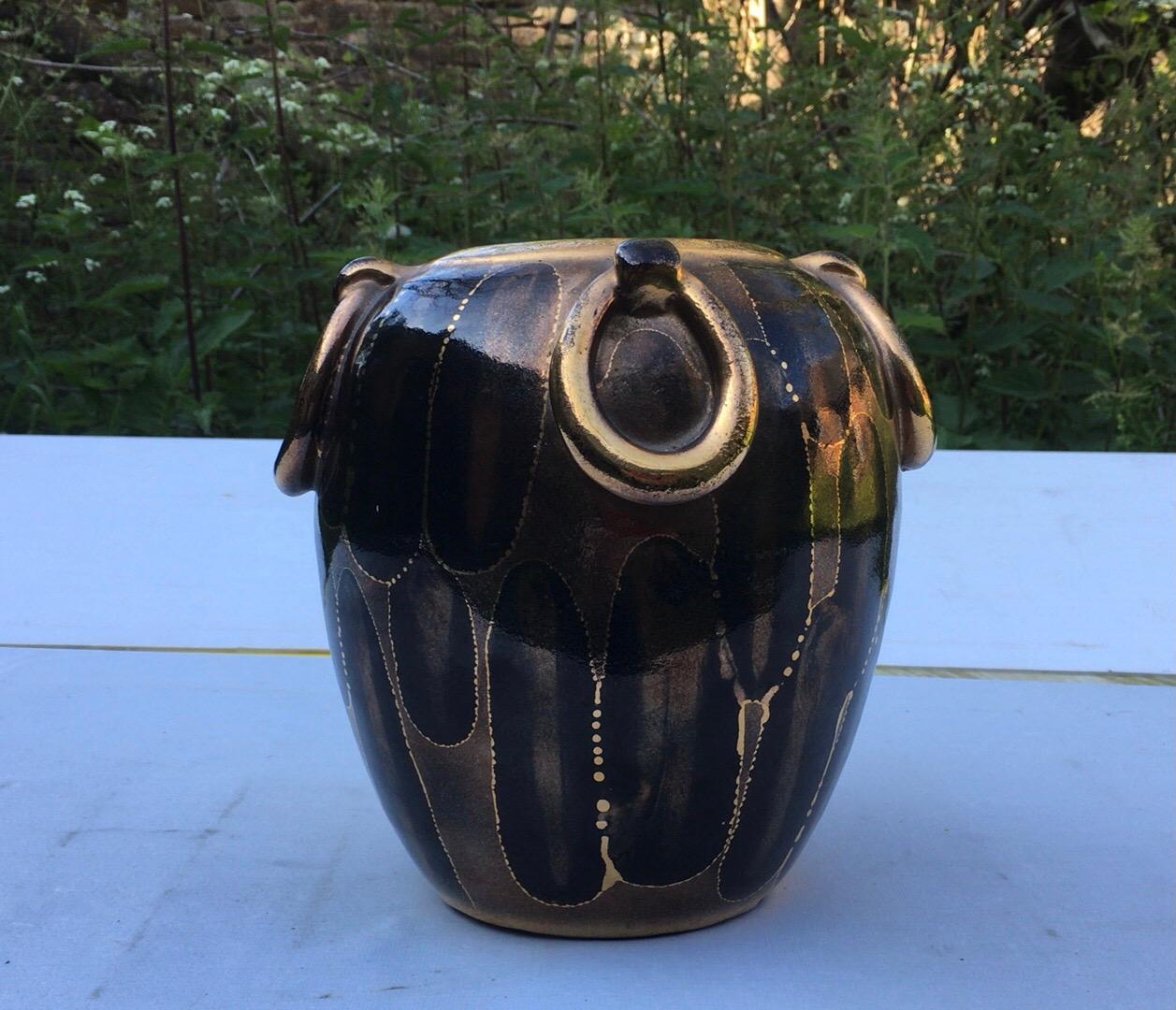 Seltene Art-Déco-Vase von Louis Dage, um 1930 (Keramik) im Angebot
