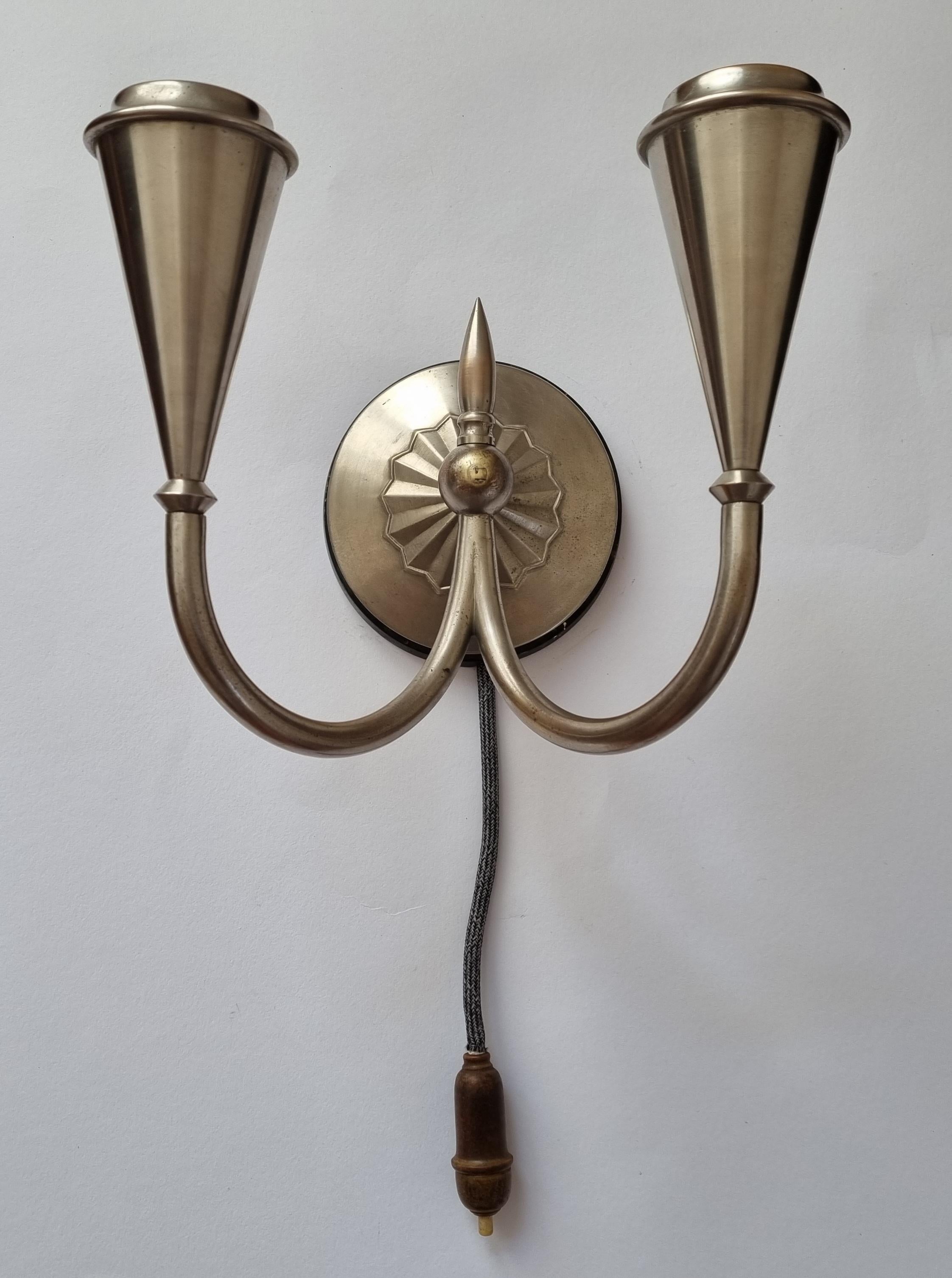 Czech Rare Art Deco Wall Lamp Franta Anyz, 1930s For Sale