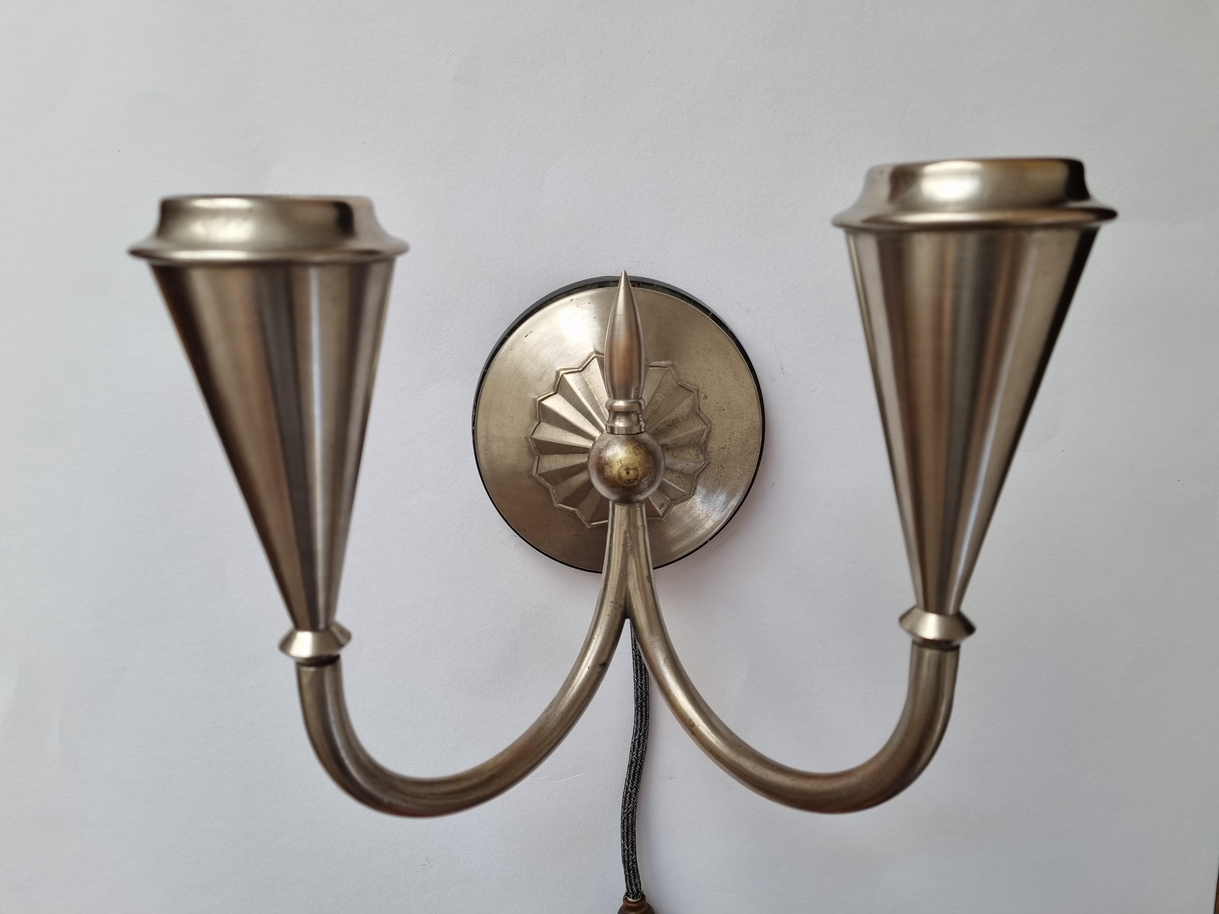 Early 20th Century Rare Art Deco Wall Lamp Franta Anyz, 1930s For Sale