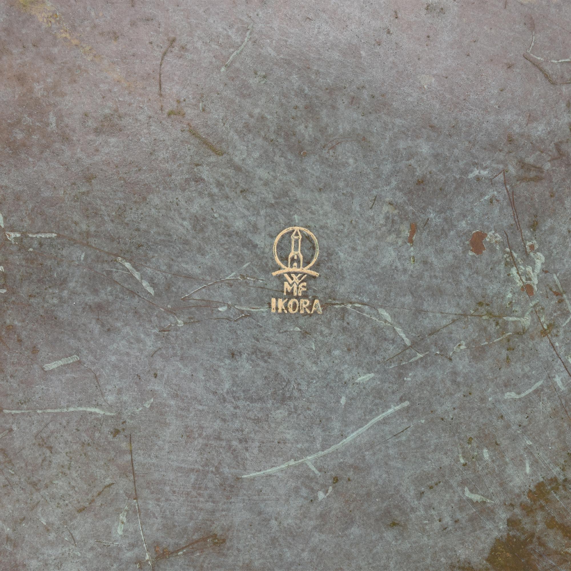 Raro posacenere in rame Art Deco WMF Ikora con rivestimento in vetro pesante, anni '30 in vendita 2