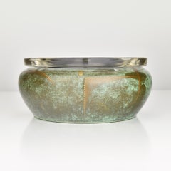 Rare Art Deco WMF Ikora Copper Ashtray with Heavy Glass Liner, 1930s