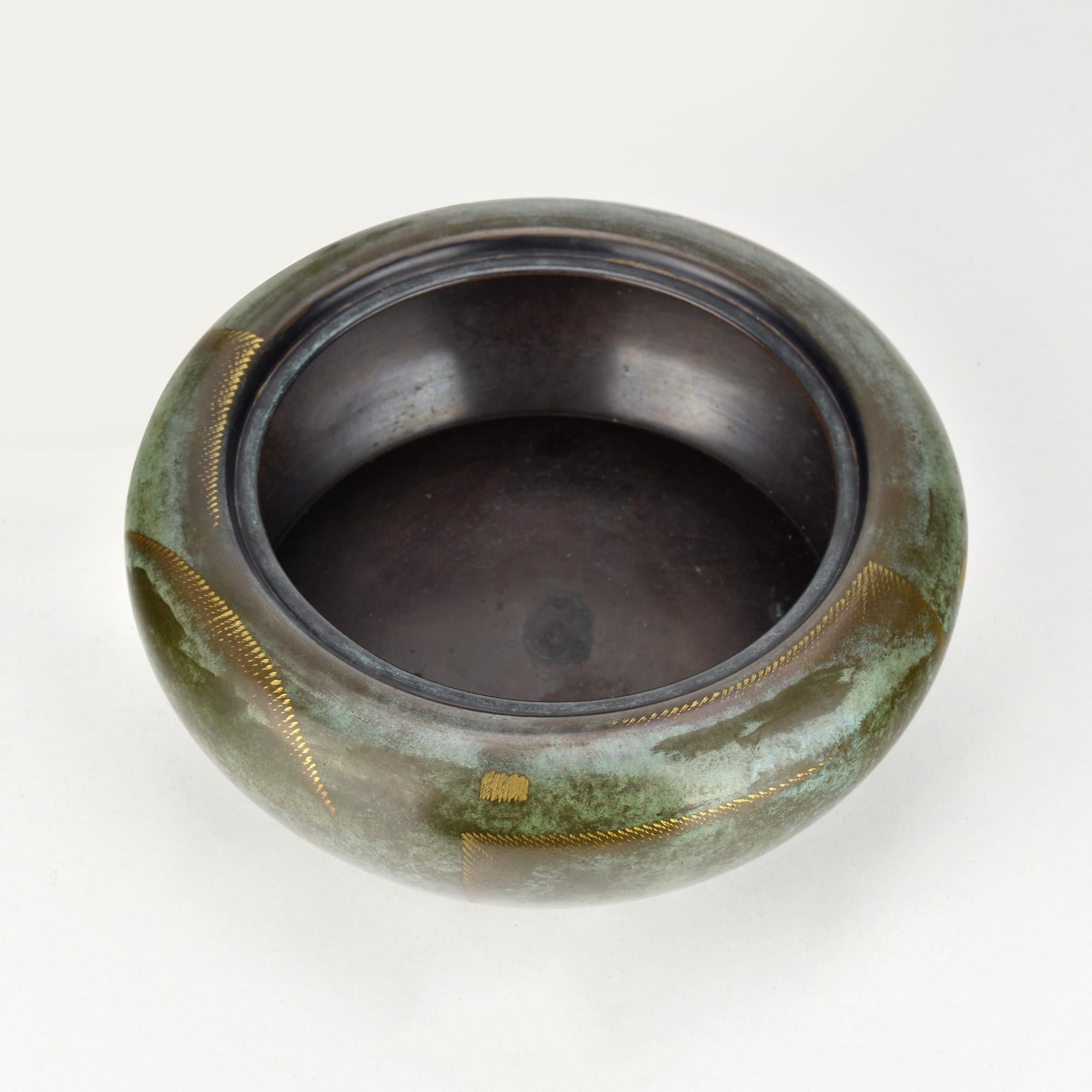 Vetro Raro posacenere in rame Art Deco WMF Ikora con rivestimento in vetro pesante, anni '30 in vendita