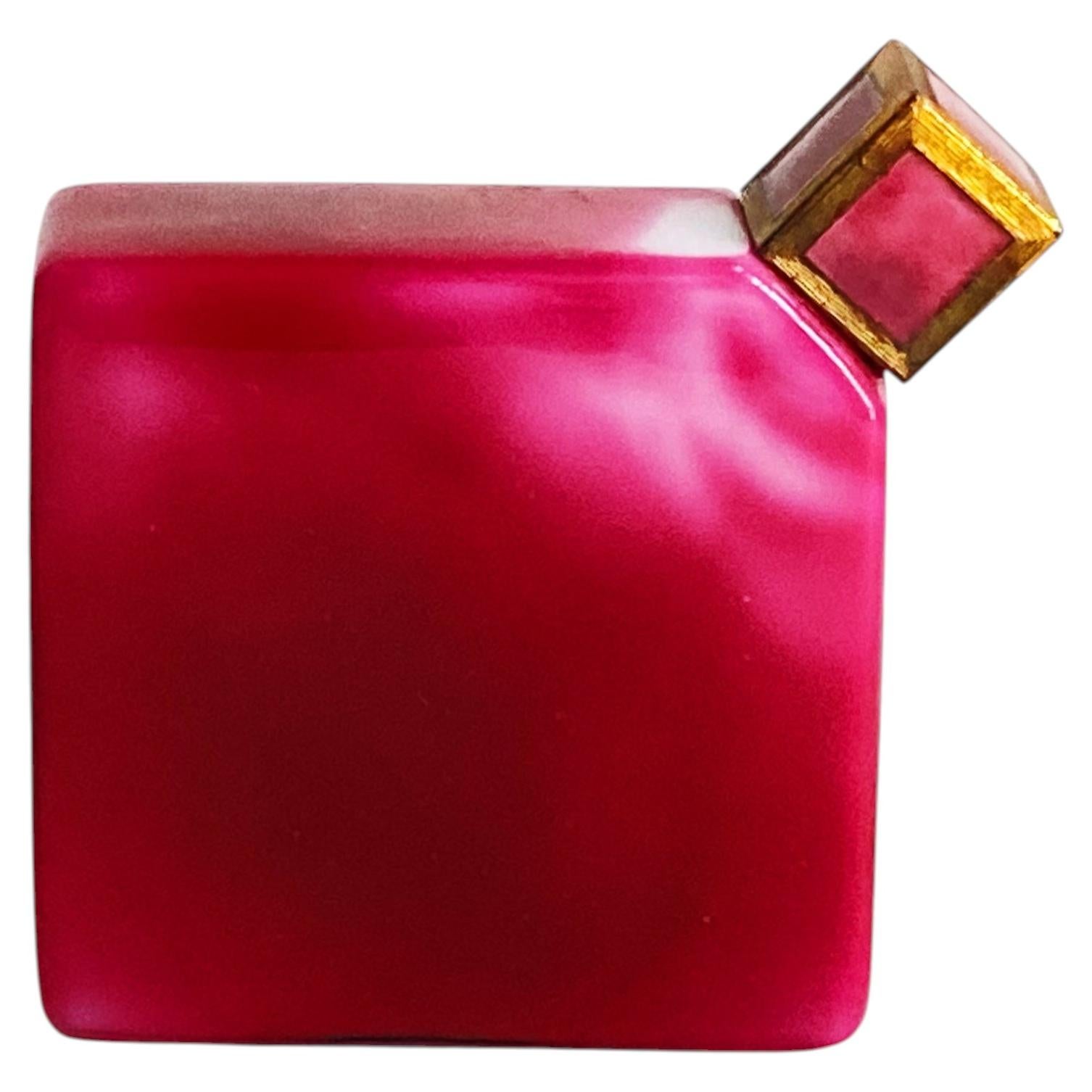 Rare Art Deco Ybry Raspberry Red Cased Crystal Perfume Bottle by Baccarat, 1928 For Sale
