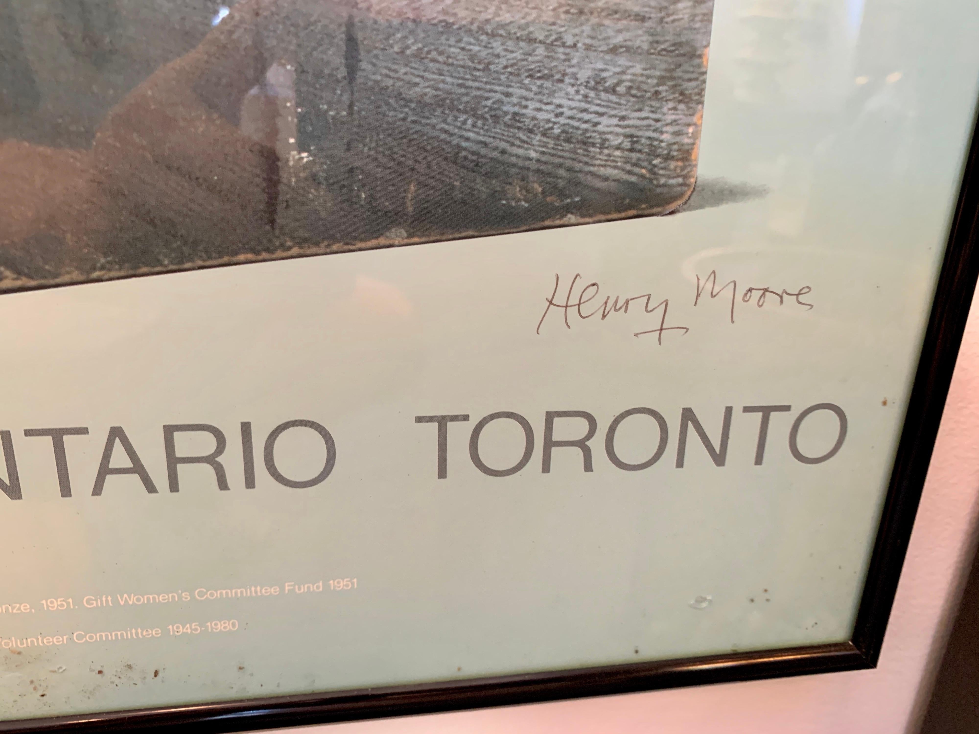 Canadien Rare affiche de la galerie d'art de l'Ontario, Henry Moore, signée