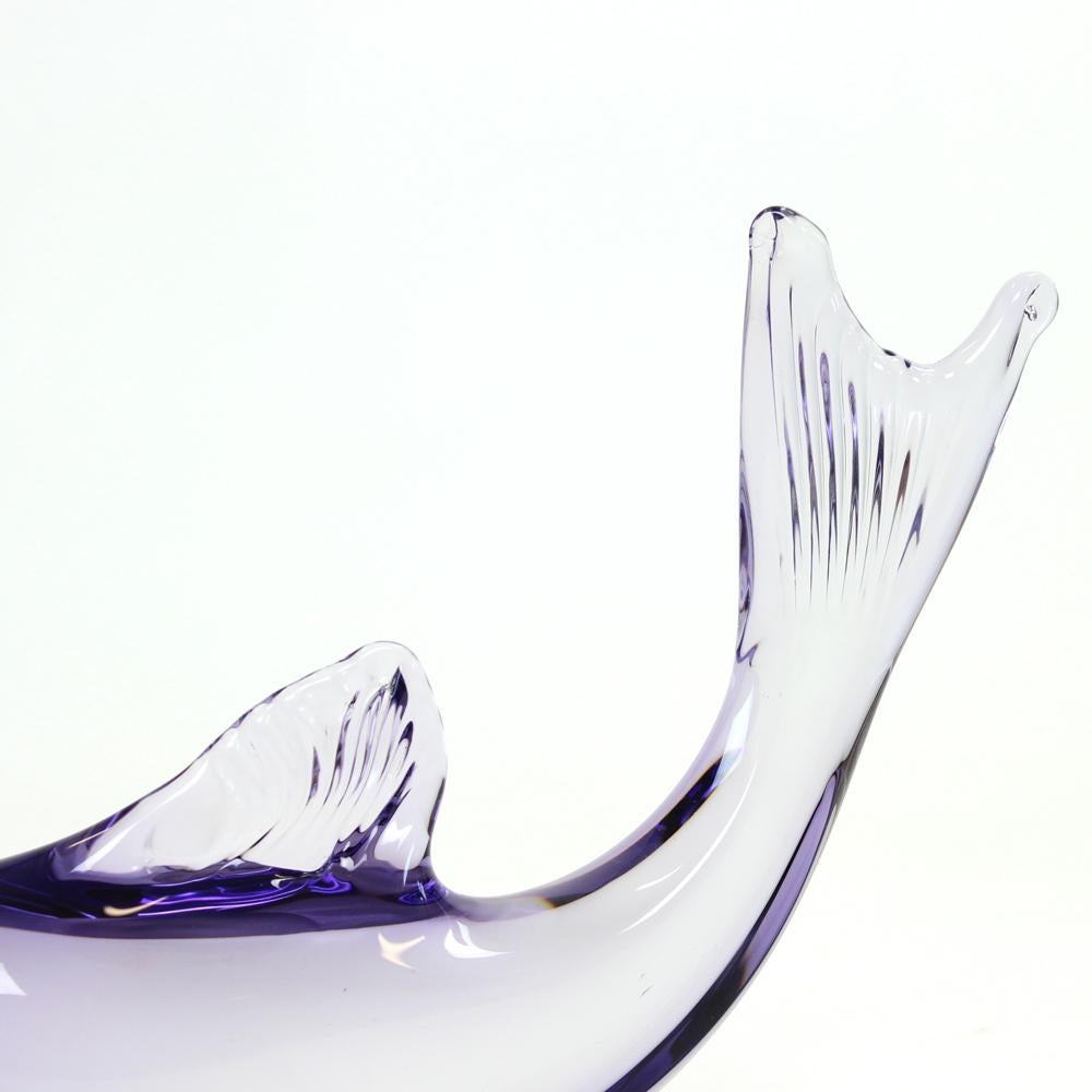 Mid-Century Modern Rare Art Glass Fish by Miloslav Janku for Železnobrodské Sklo, Early 1970s For Sale