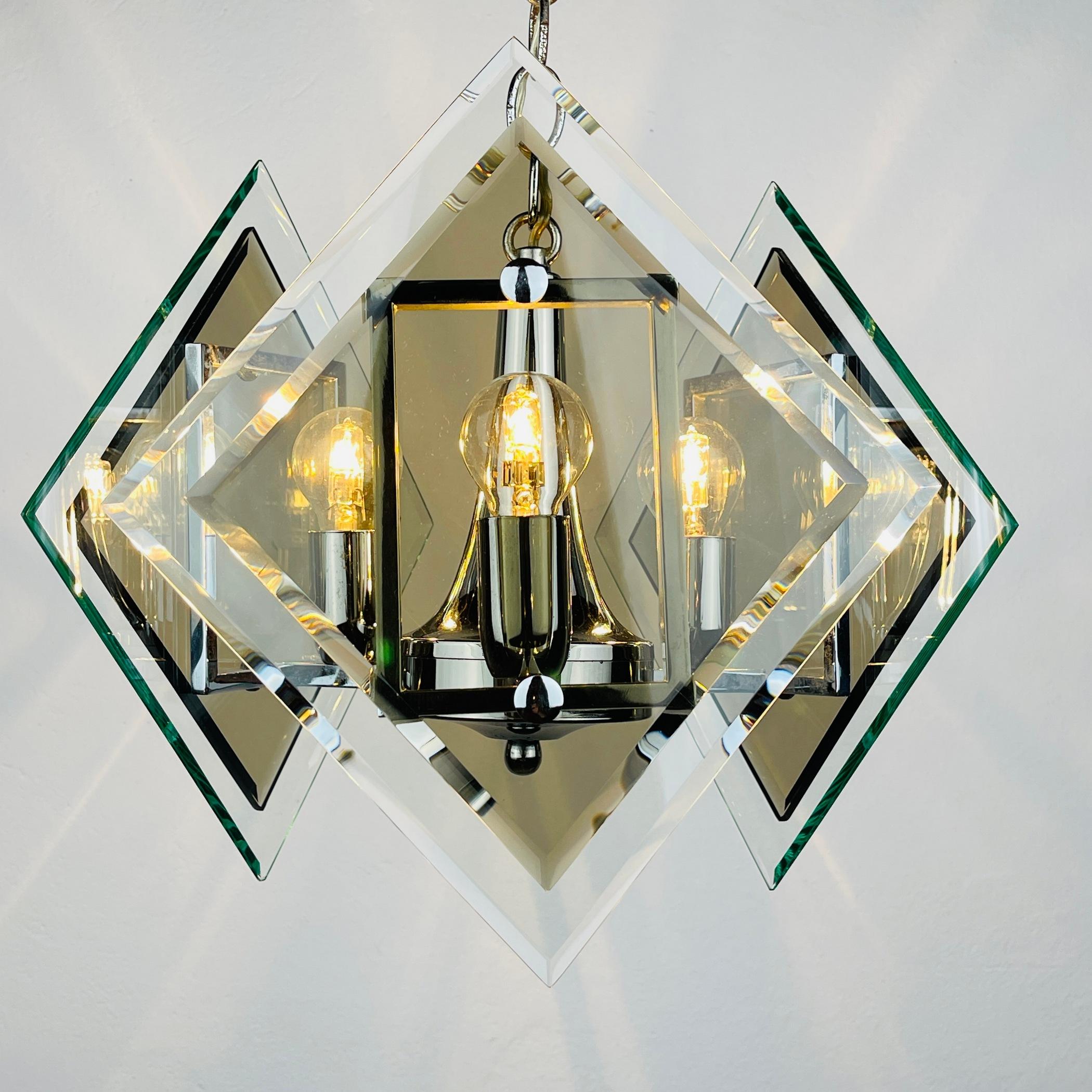 Lampe suspendue rare en verre d'art de Fontana Arte, Italie, années 1970  en vente 3