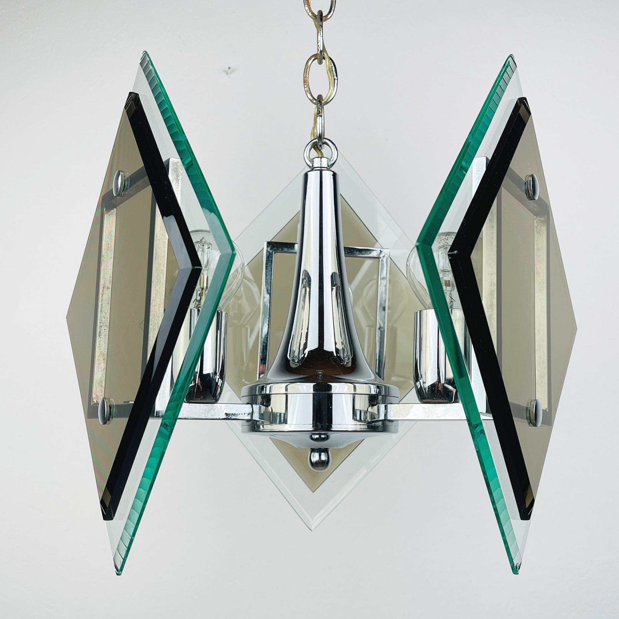 20ième siècle Lampe suspendue rare en verre d'art de Fontana Arte, Italie, années 1970  en vente