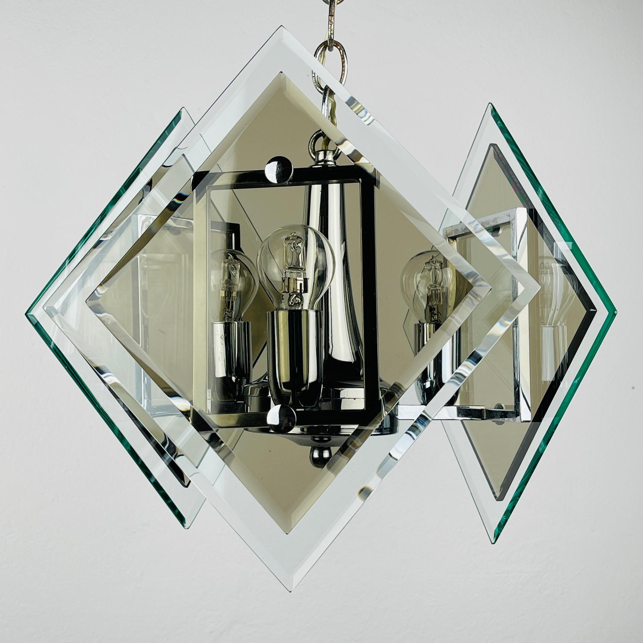 Rare art glass pendant lamp by Fontana Arte Italy 1970s  For Sale 1