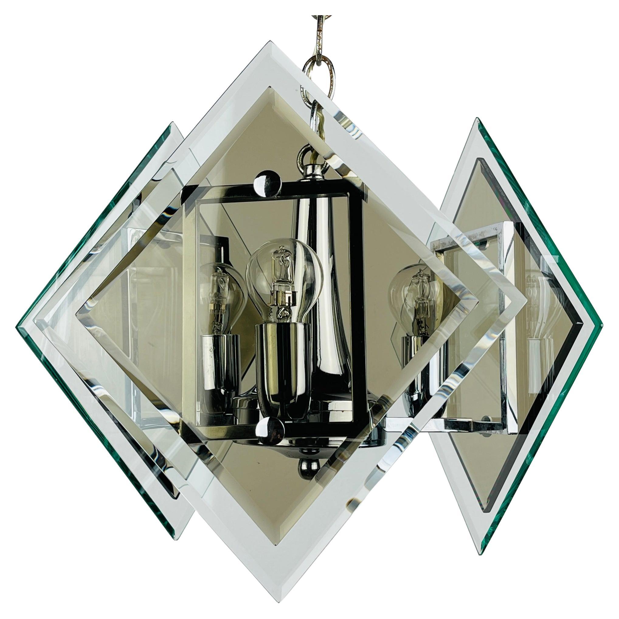 Lampe suspendue rare en verre d'art de Fontana Arte, Italie, années 1970 