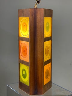 Rare Art Glass Pendant Lamp by France Higgins with Nine Fused Rondelays