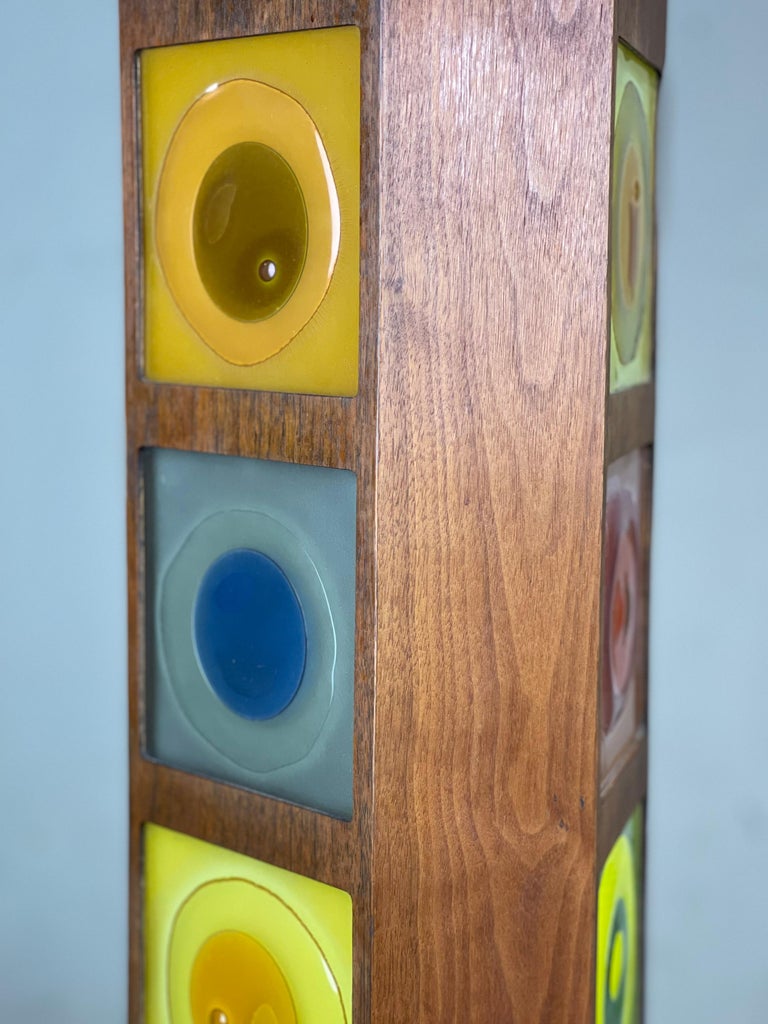 Mid-20th Century Rare Art Glass Pendant Lamp by France Higgins with Nine Fused Rondelays For Sale