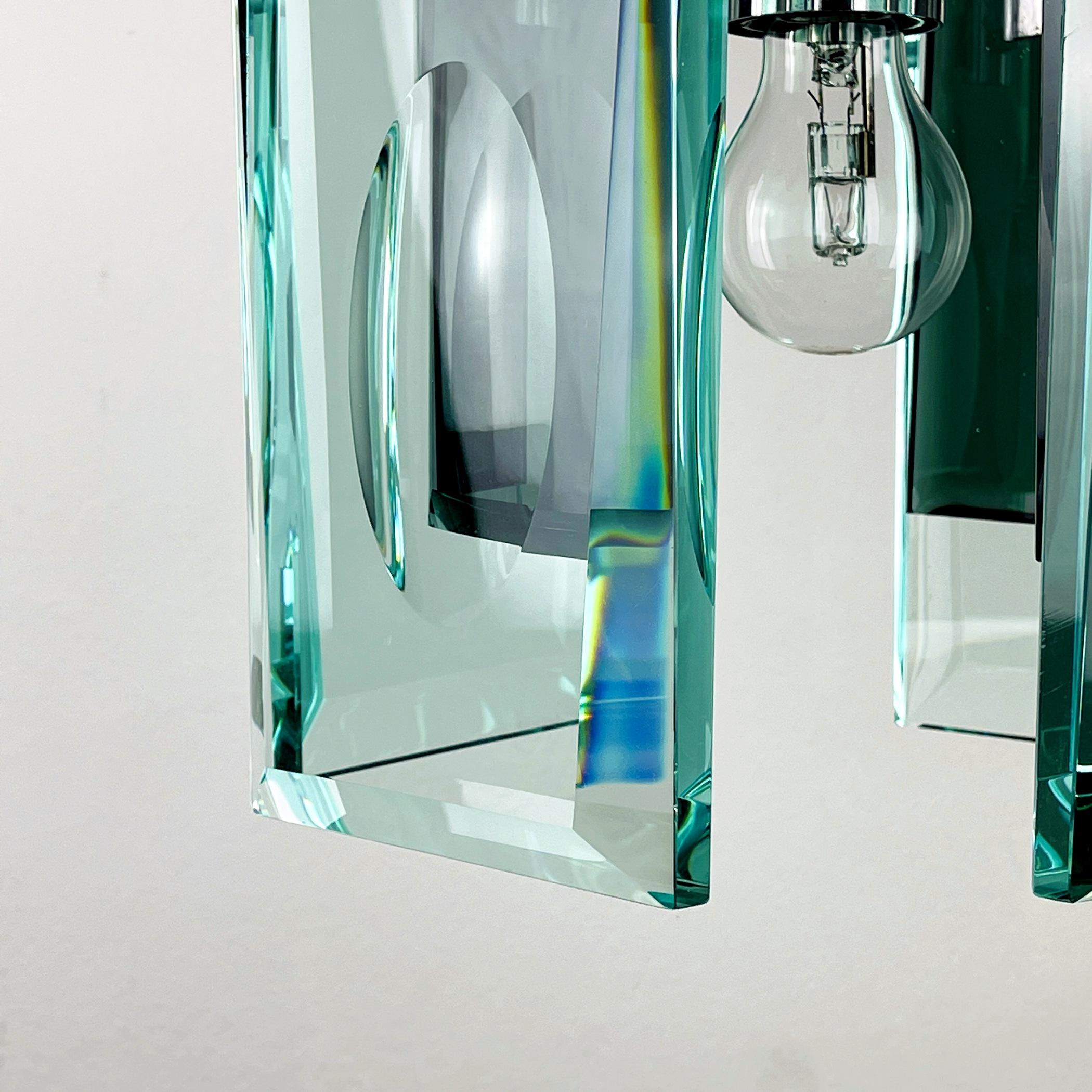 Rare Art Glass Pendant Lamp Italian Design by Fontana Arte Italy 70s For Sale 9